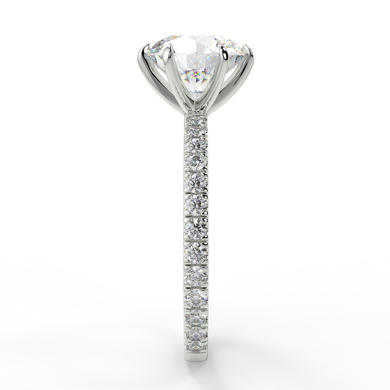 2.50 Carats Round Shape Moissanite Hidden Halo & Pave Stone Engagement Ring