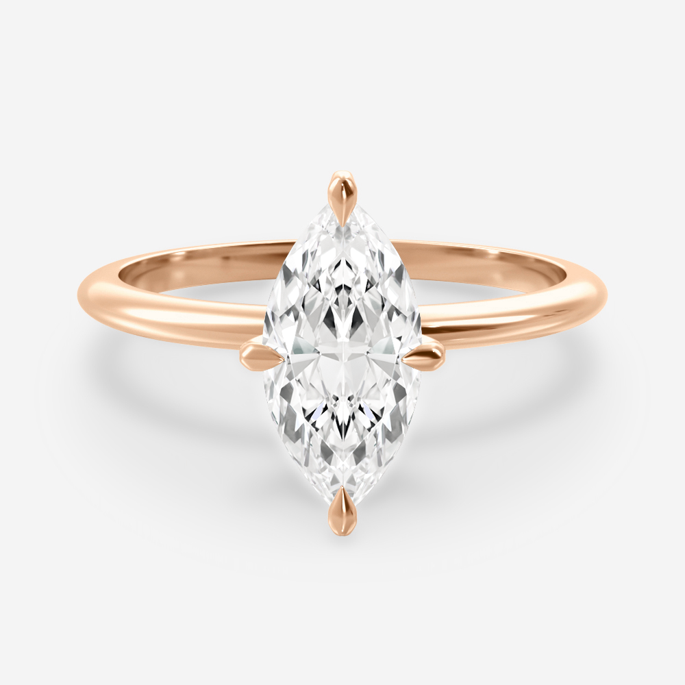 1.0 Carats Marquise Shape Moissanite Solitaire Engagement Ring