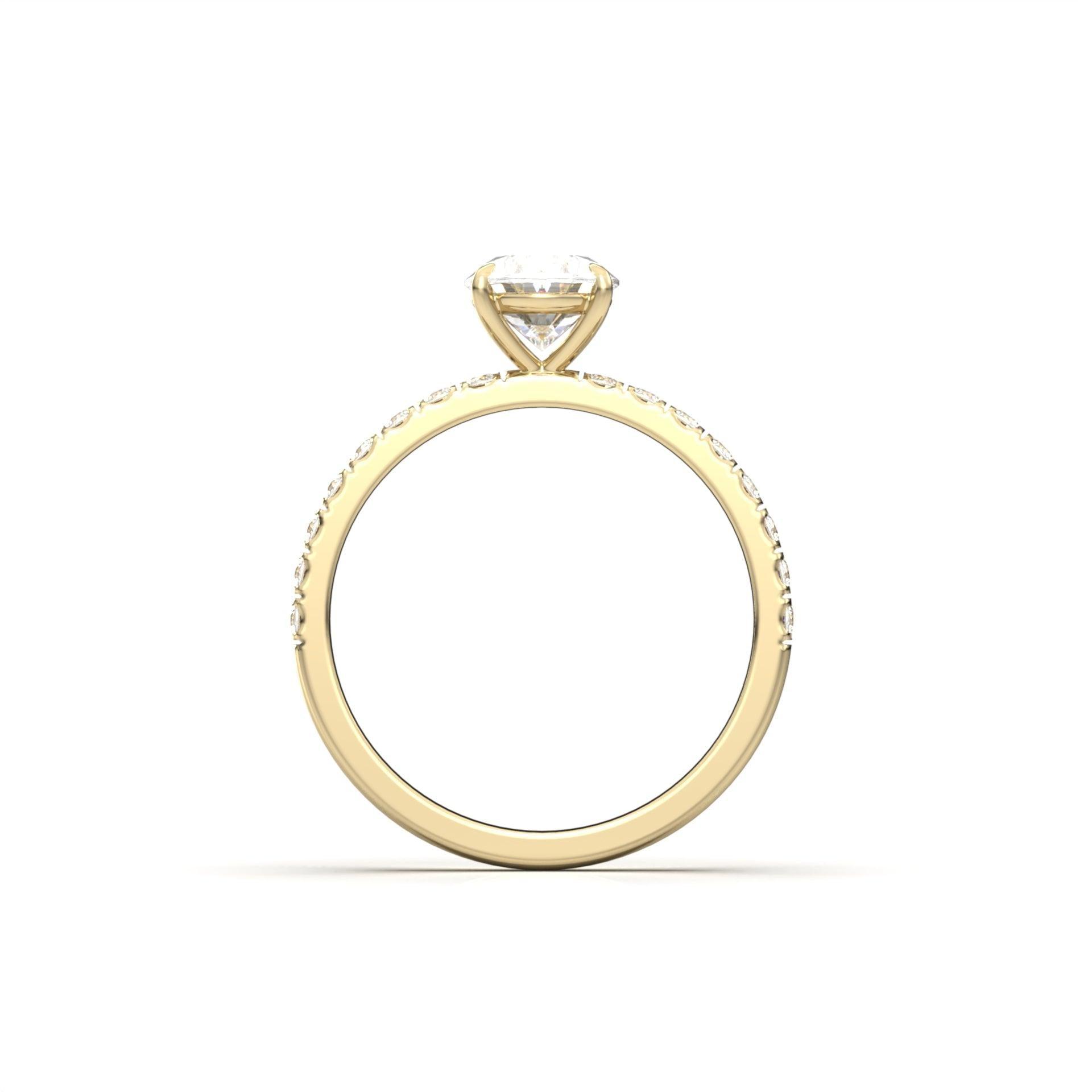 1.0 Carats Oval Shape Moissanite Pave Engagement Ring