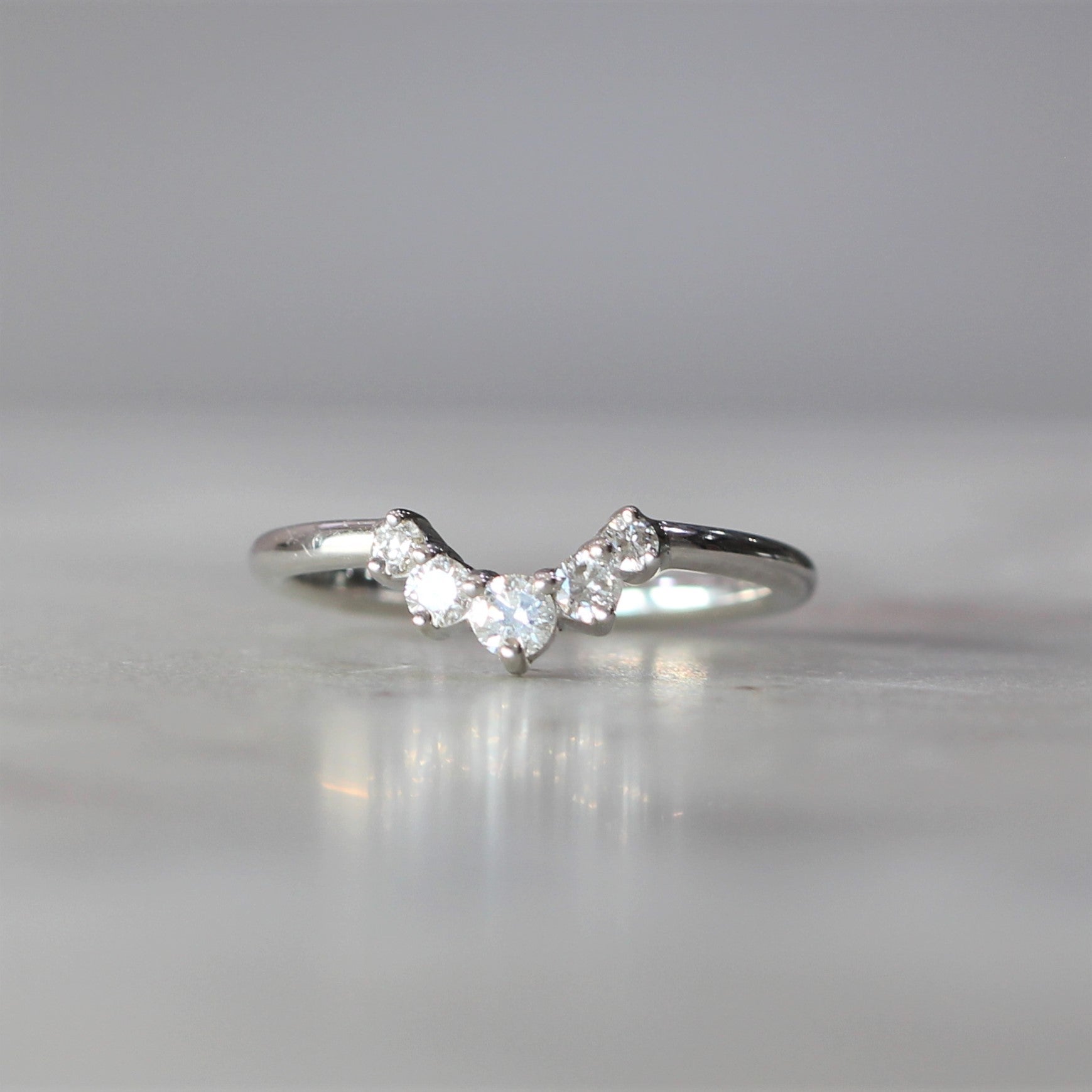 0.35 Carats Moissanite Round Shape Curved Wedding Band