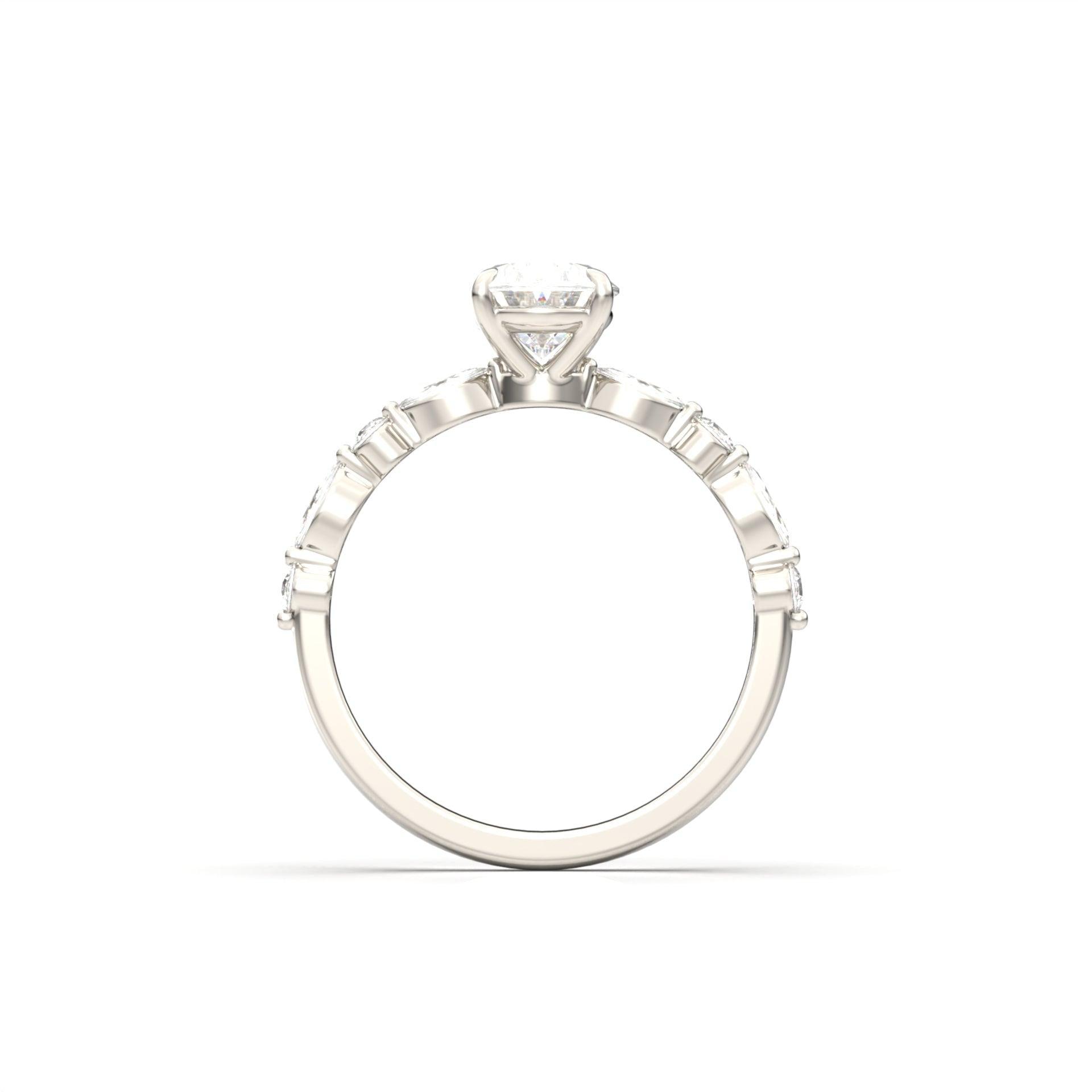 1.0 Carats Oval Shape Moissanite Pave Engagement Ring