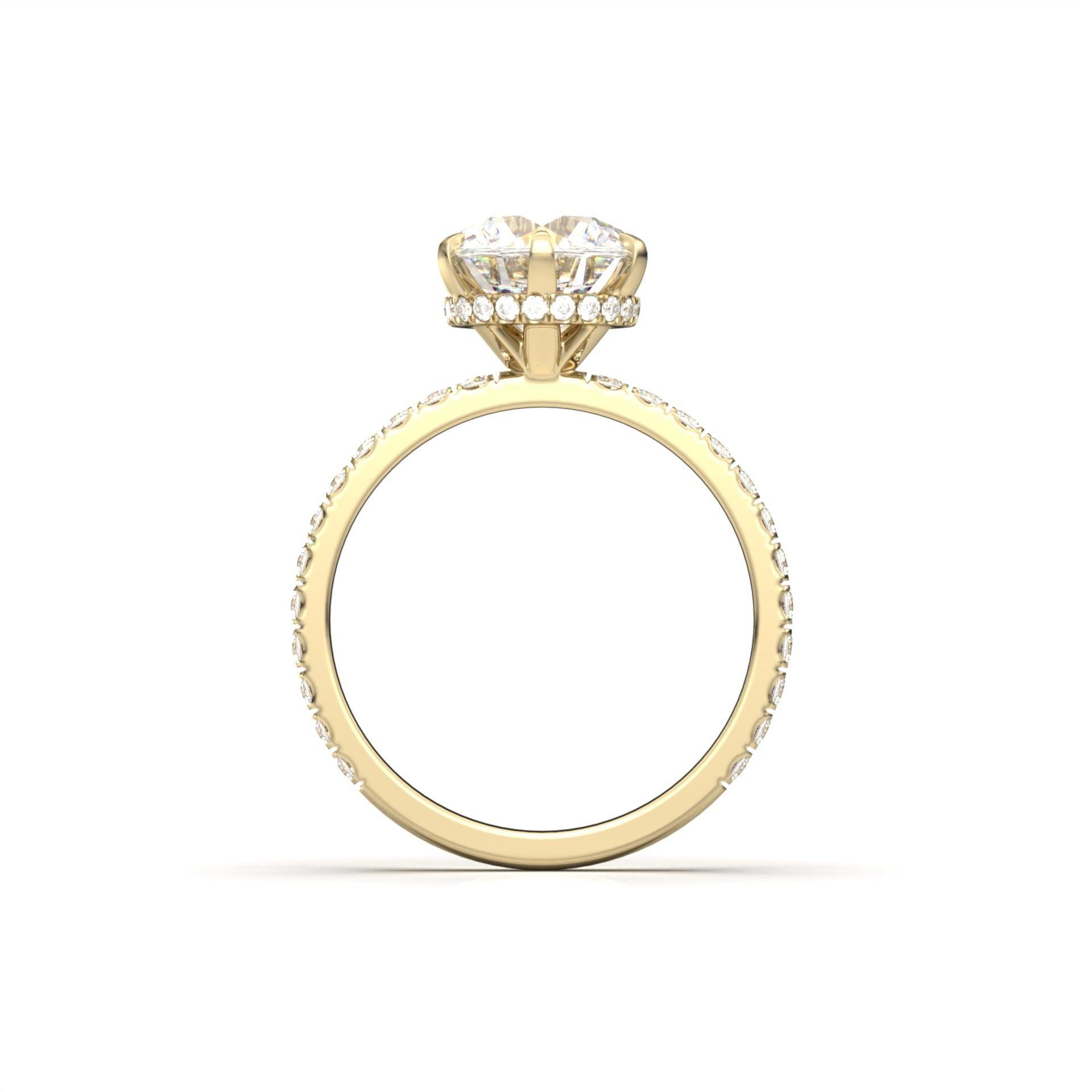 1.0 Carats Round Shape Moissanite Hidden & Halo Engagement Ring
