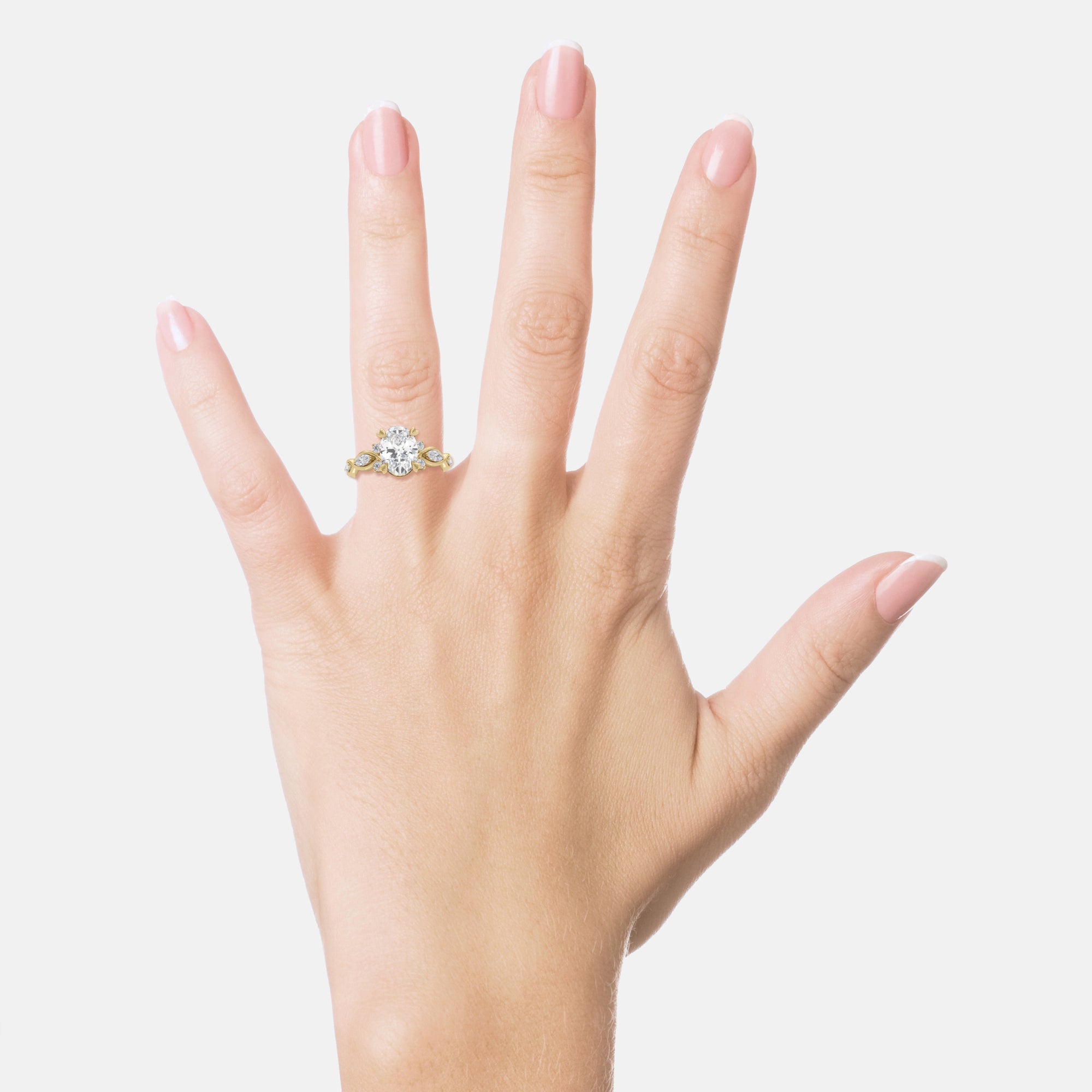 2.10 Carats Oval Shape Moissanite Pave Engagement Ring