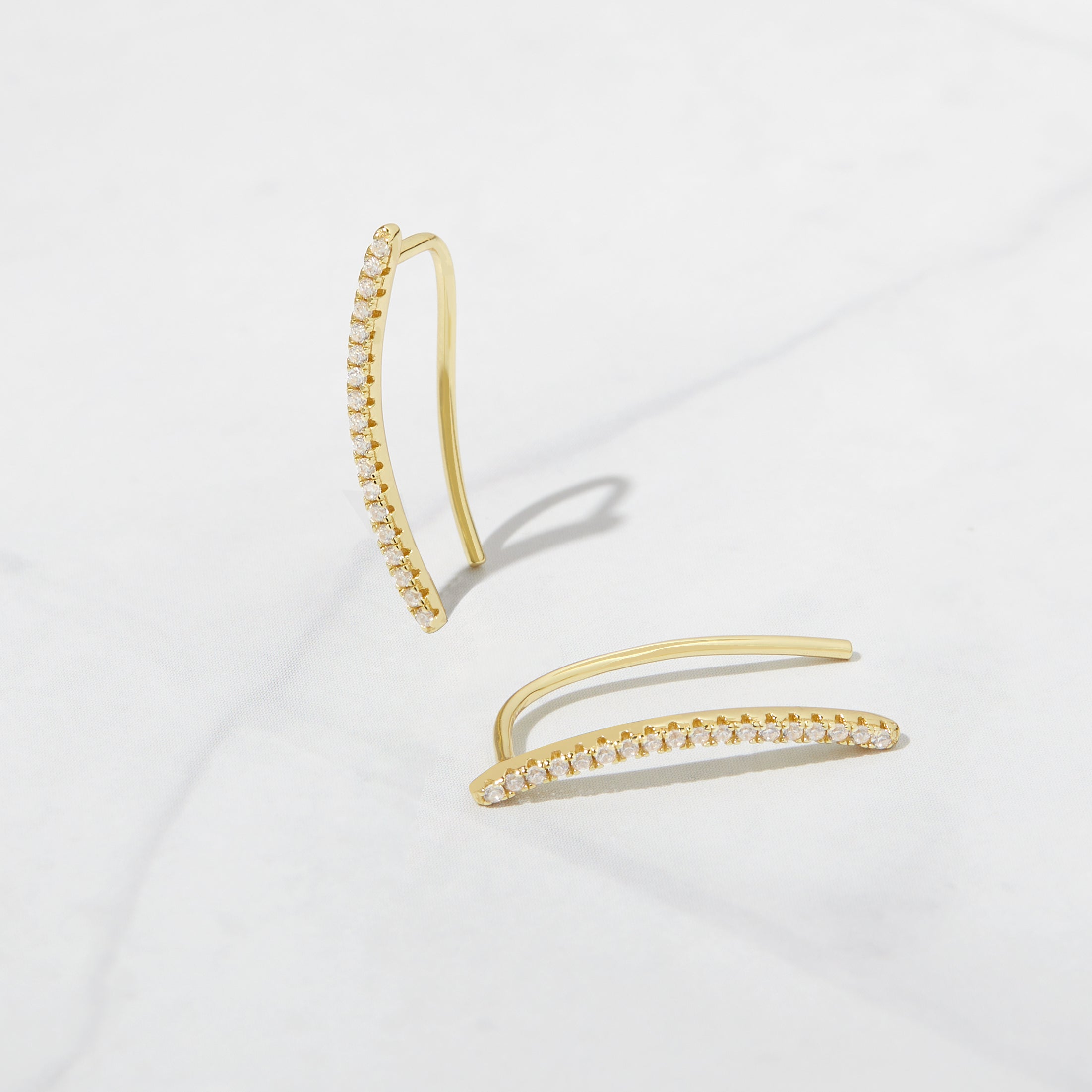 0.40 TCW Round Shape Moissanite Ear Climber Earrings