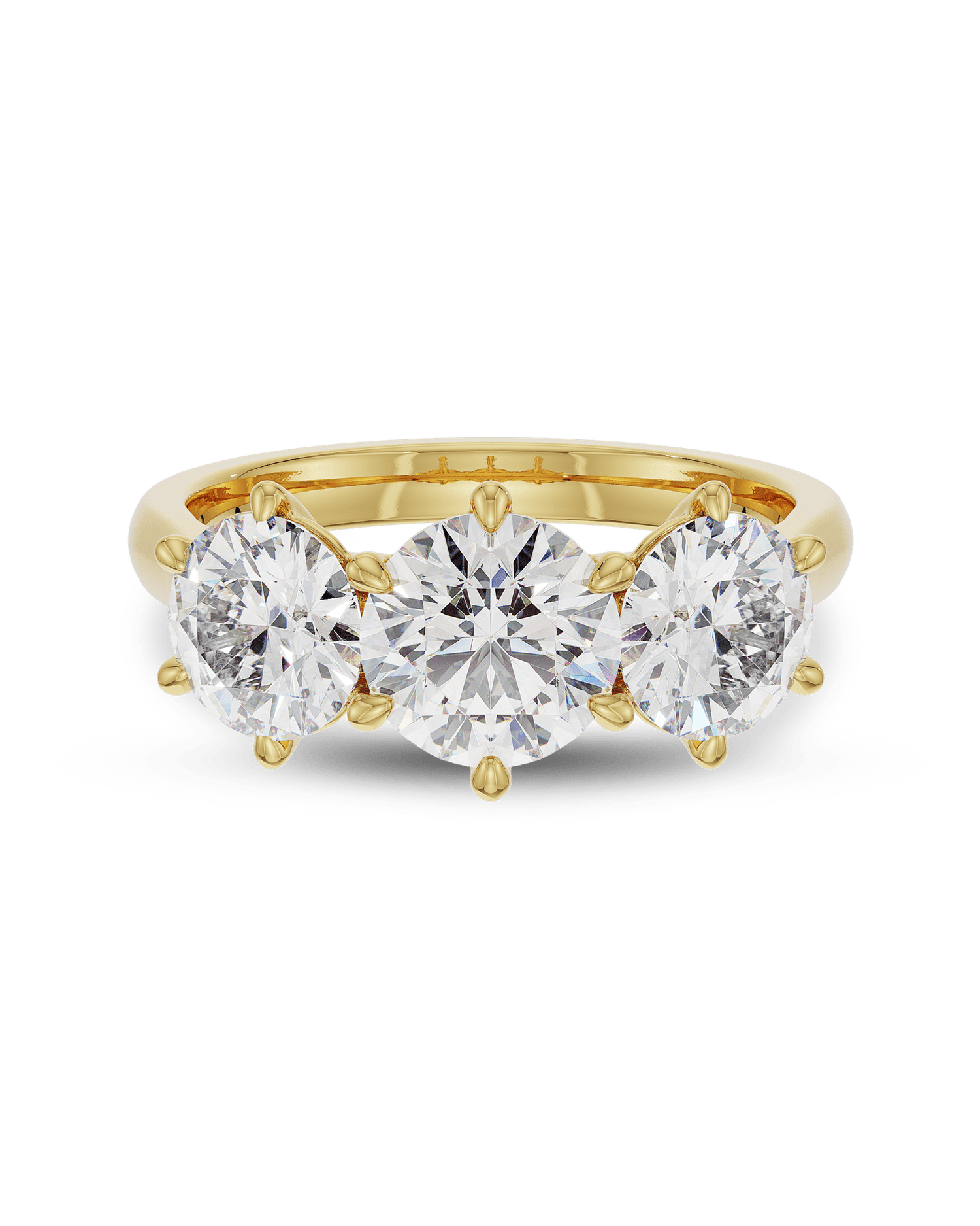 1.10 Carats Round Shape Moissanite Three Stone Engagement Ring