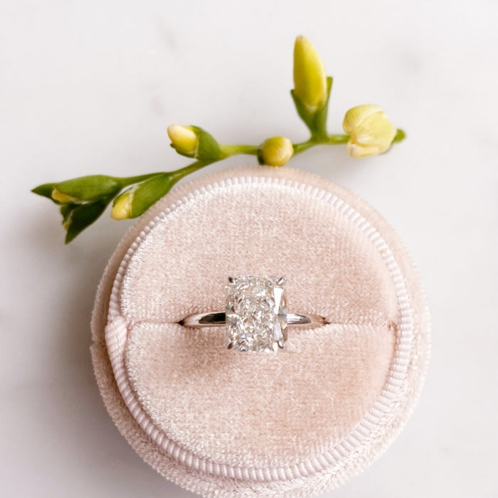 3.0 Carats Radiant Shape Moissanite Hidden Halo Engagement Ring