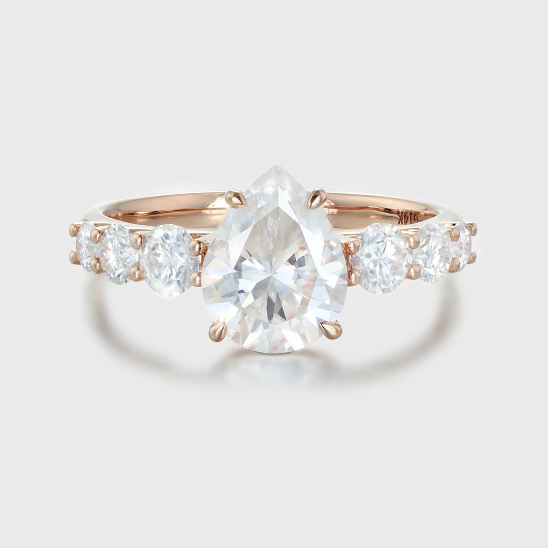 2.0 Carats Pear Shape Moissanite Pave Engagement Ring