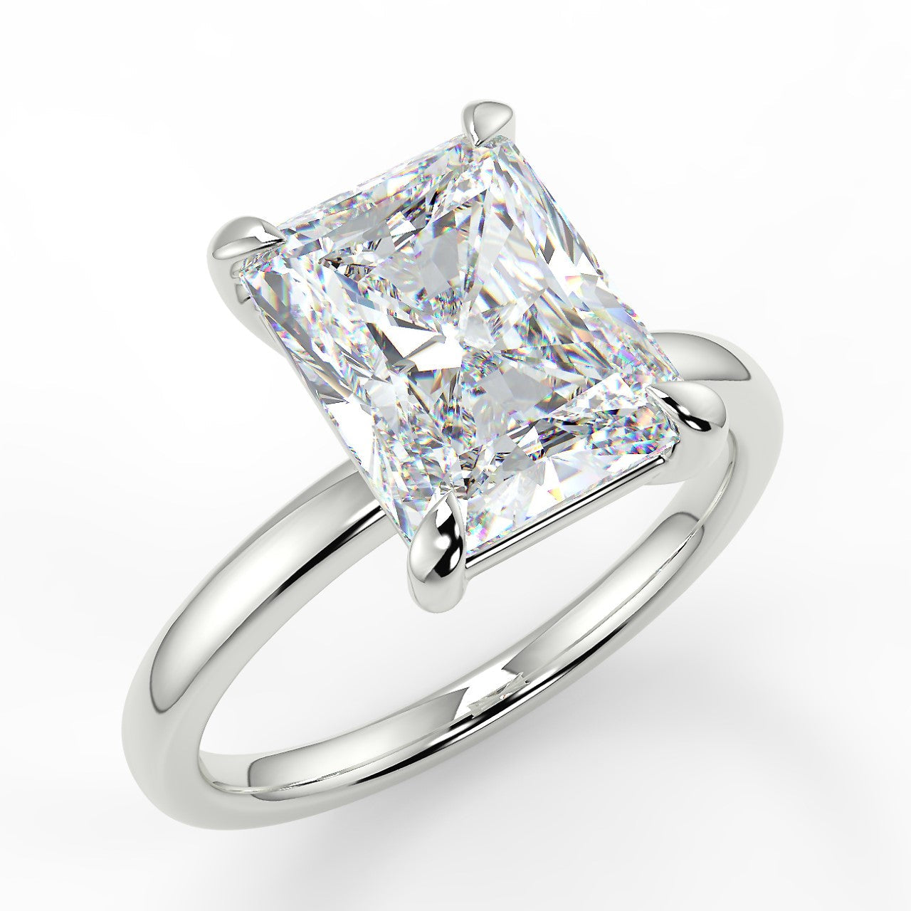 2.54 Carats Radiant Shape Moissanite Solitaire Engagement Ring