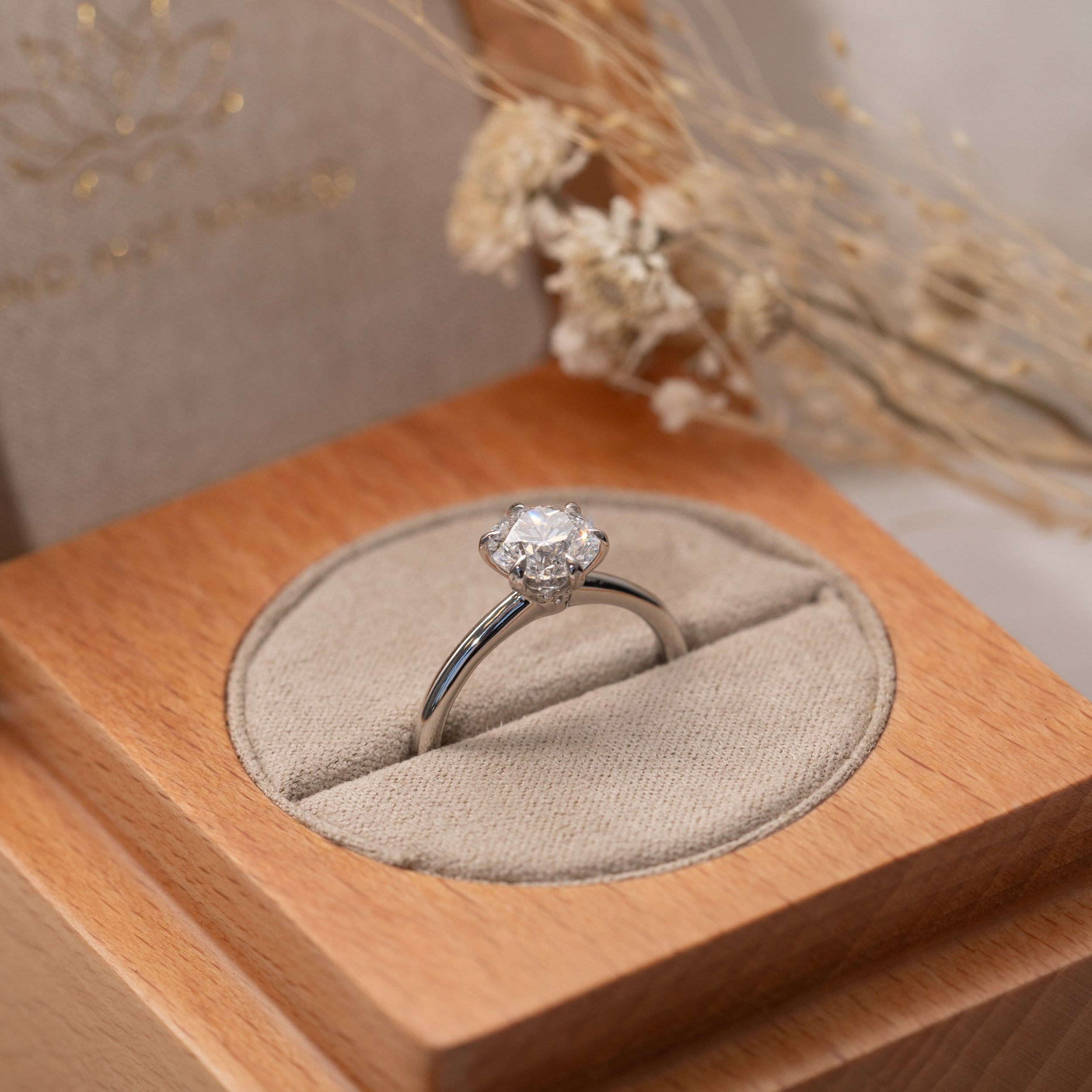 1.25 Carats Round Shape Moissanite Solitaire Engagement Ring
