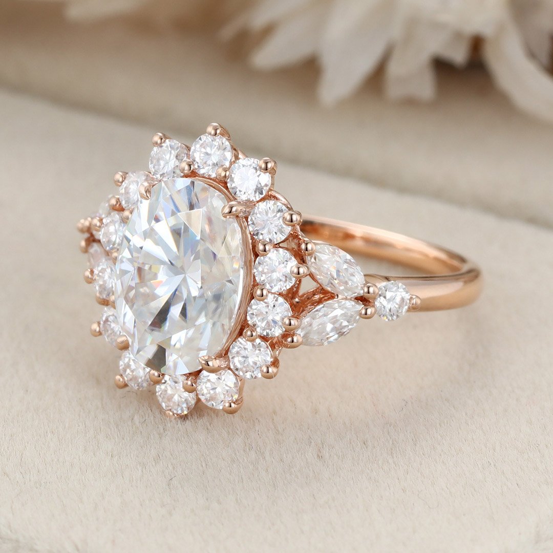 2.50 Carats Oval Shape Moissanite halo Engagement Ring