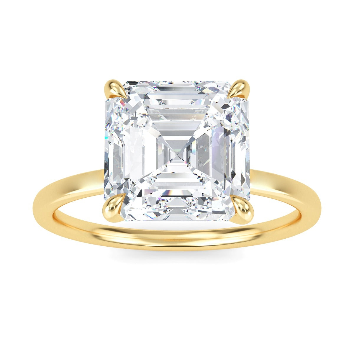 2.65 Carats Asscher Shape Moissanite Solitaire Engagement Ring