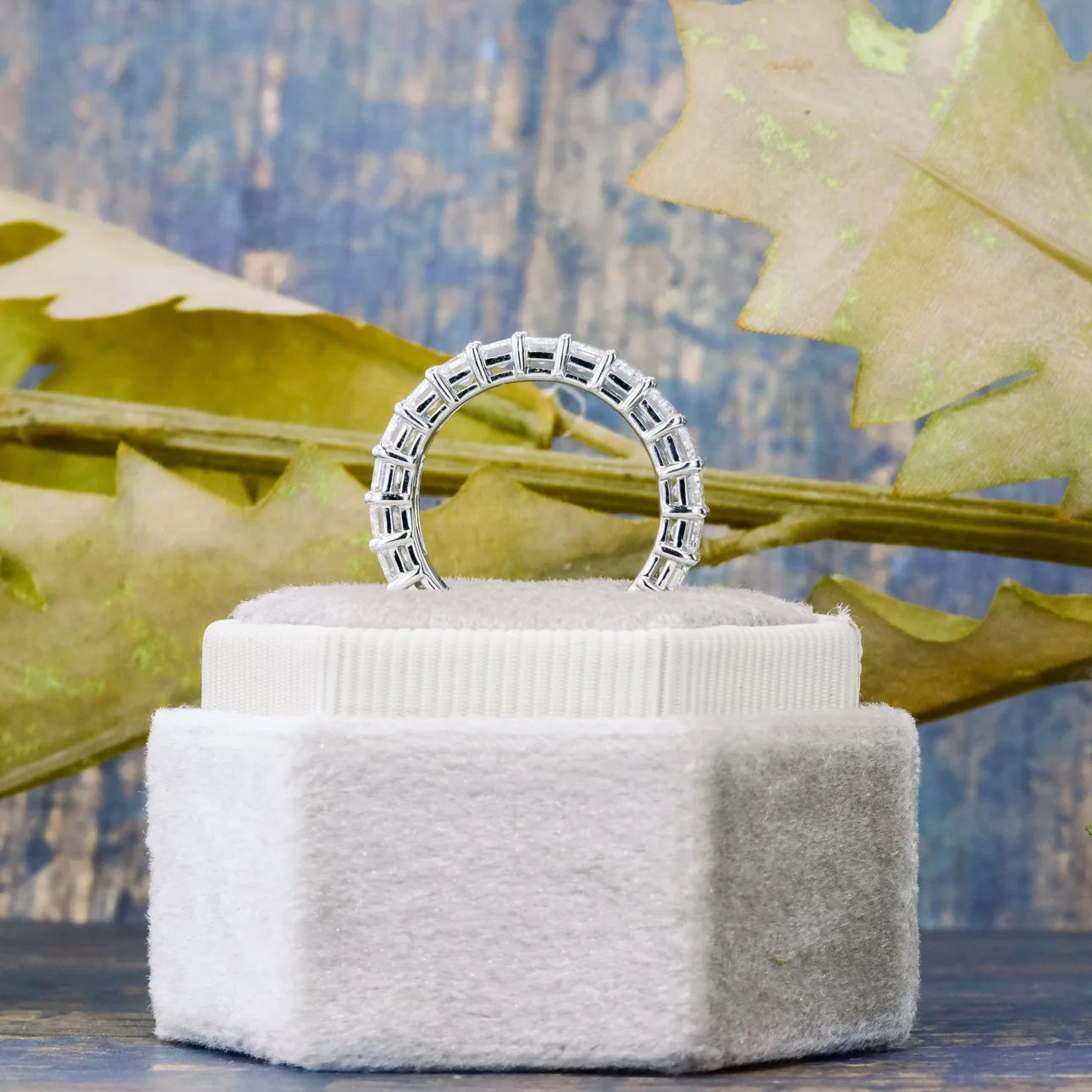 5.0 Carats Lab Grown Diamond Emerald Shape Full Eternity Wedding Band