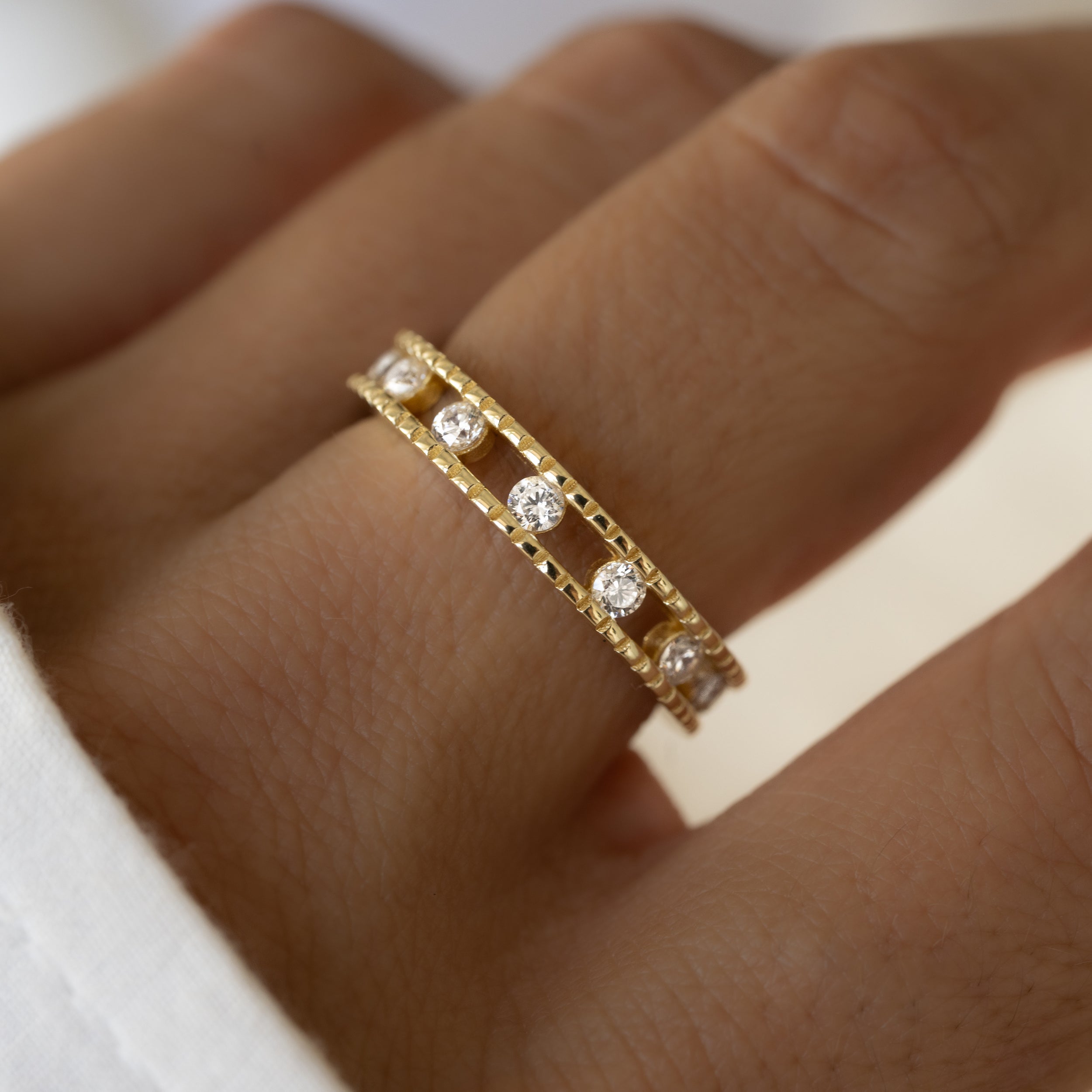 0.35 Carats Moissanite Round Double Eternity Setting Wedding Band