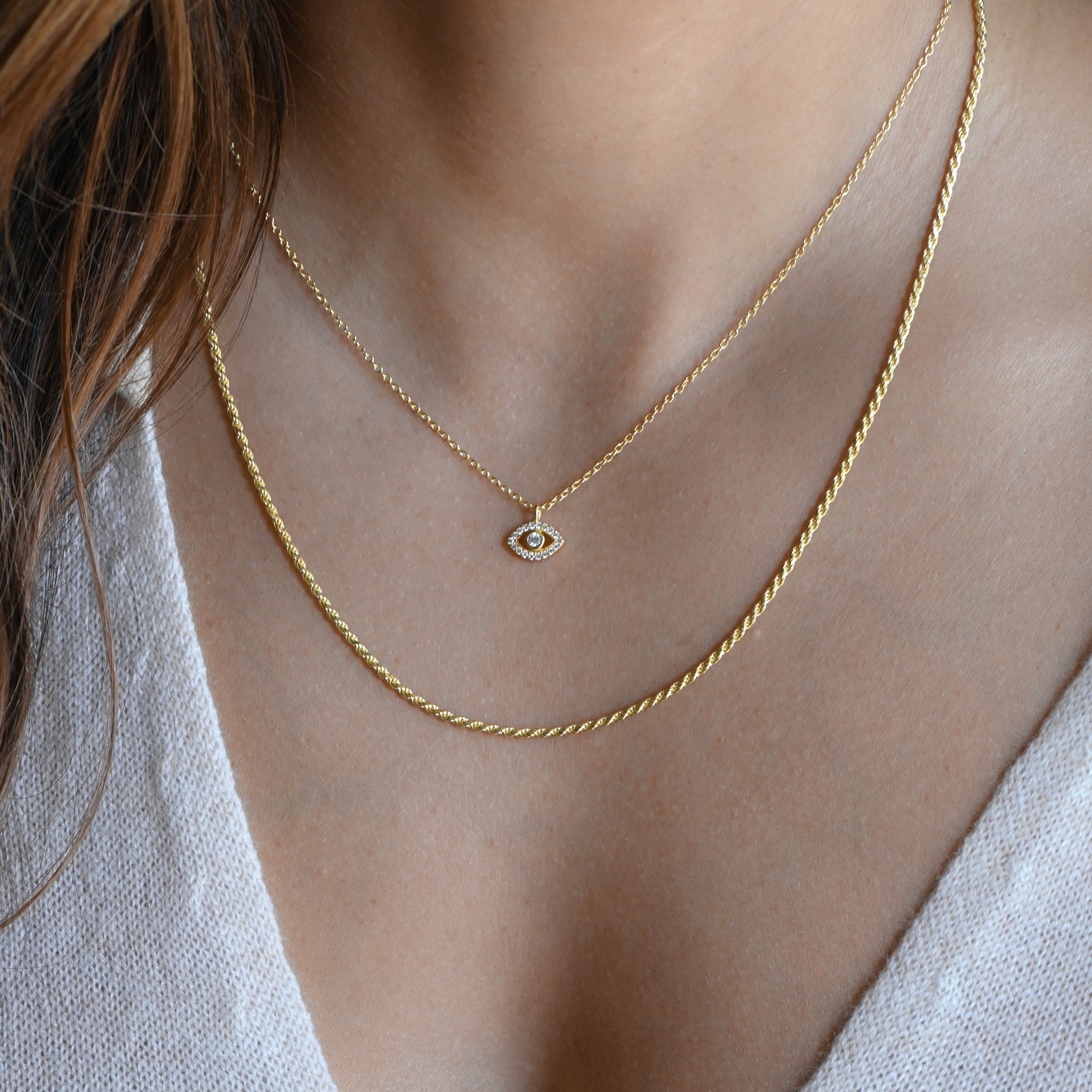 0.70 Carats Round Shape Moissanite Evil Eye Necklace