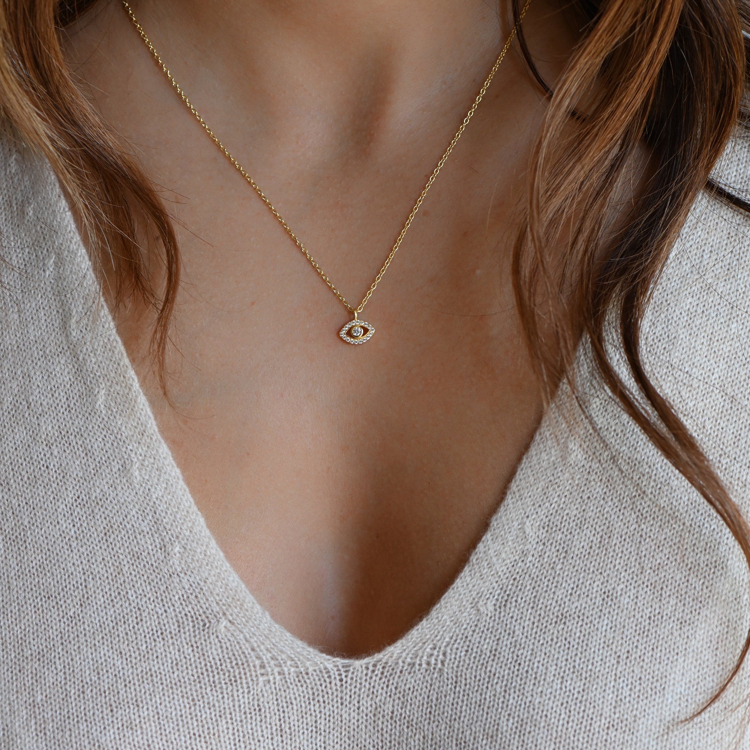 0.70 Carats Round Shape Moissanite Evil Eye Necklace