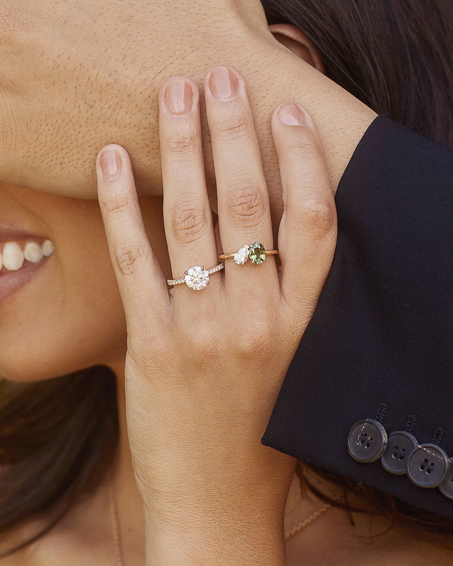 2.0 Carats Round Shape Moissanite Pave Engagement Ring