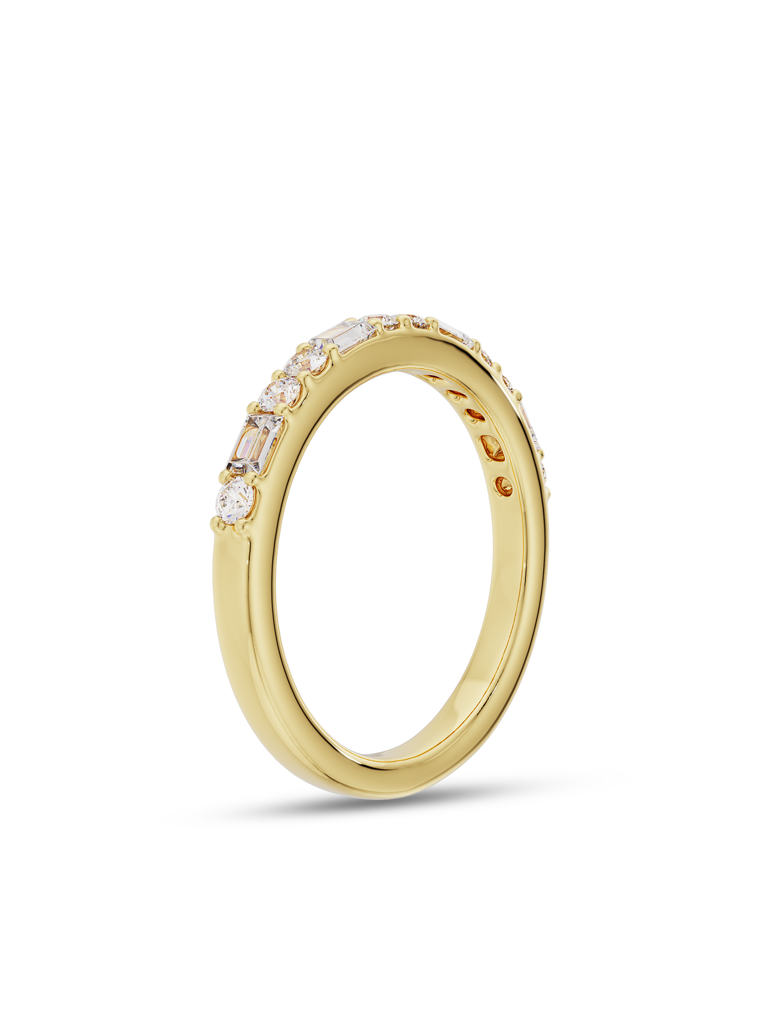 0.25 Carats Moissanite Round & Baguette Shape Half Eternity Wedding Band