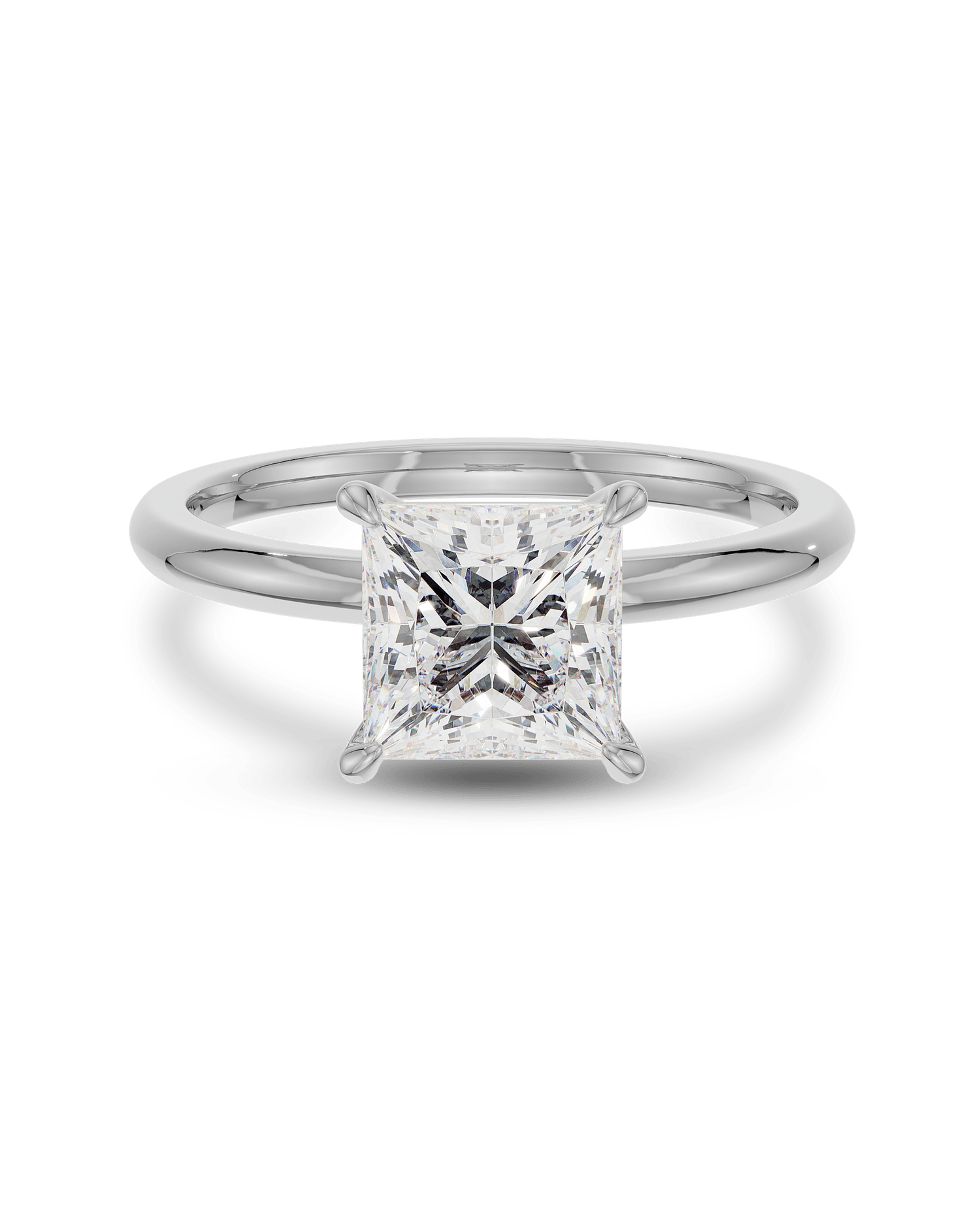 2.0 Carats Princess Shape Moissanite Solitaire Engagement Ring