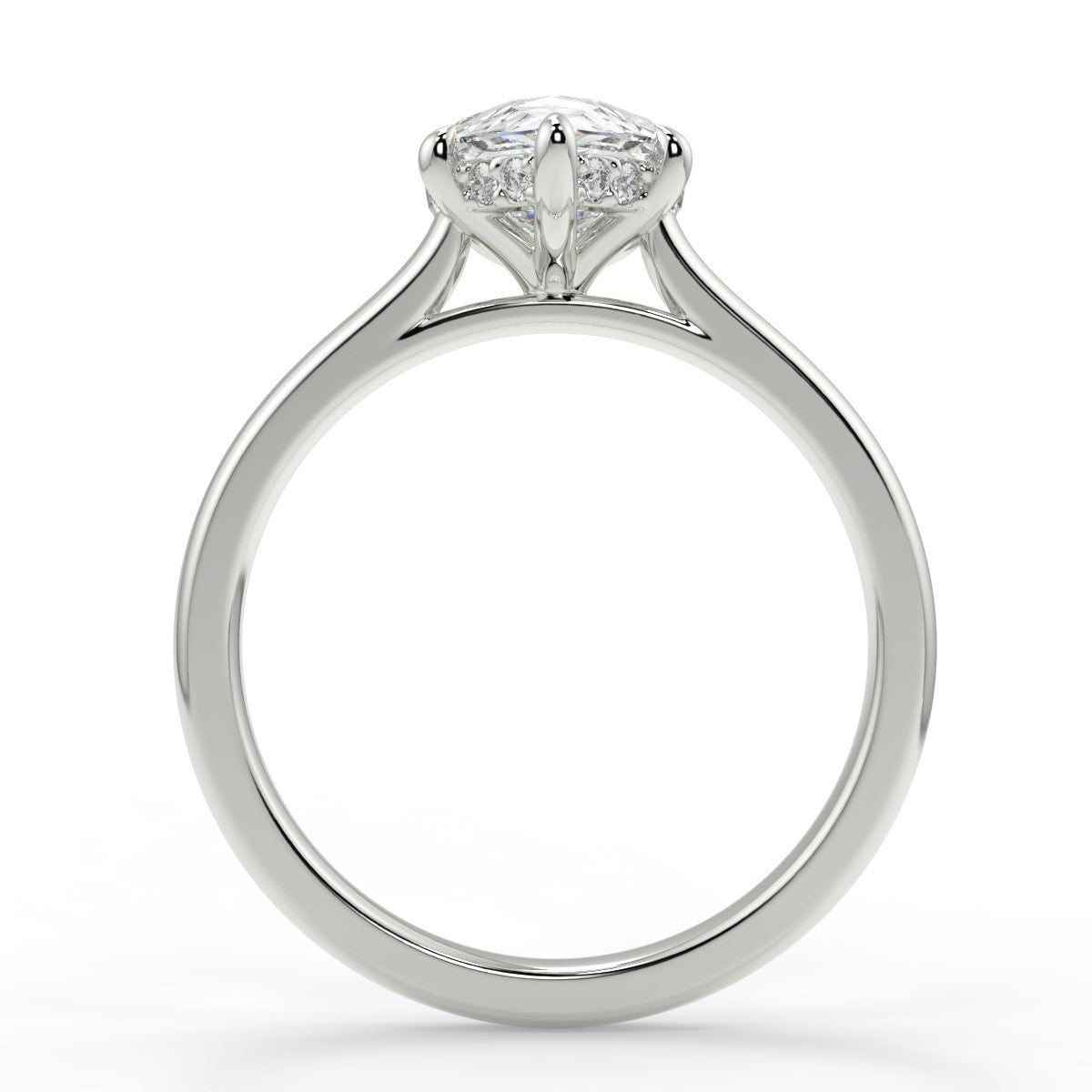 1.20 Carats Pear Shape Moissanite Hidden Halo Engagement Ring