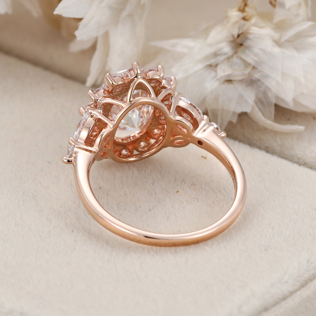 2.50 Carats Oval Shape Moissanite halo Engagement Ring