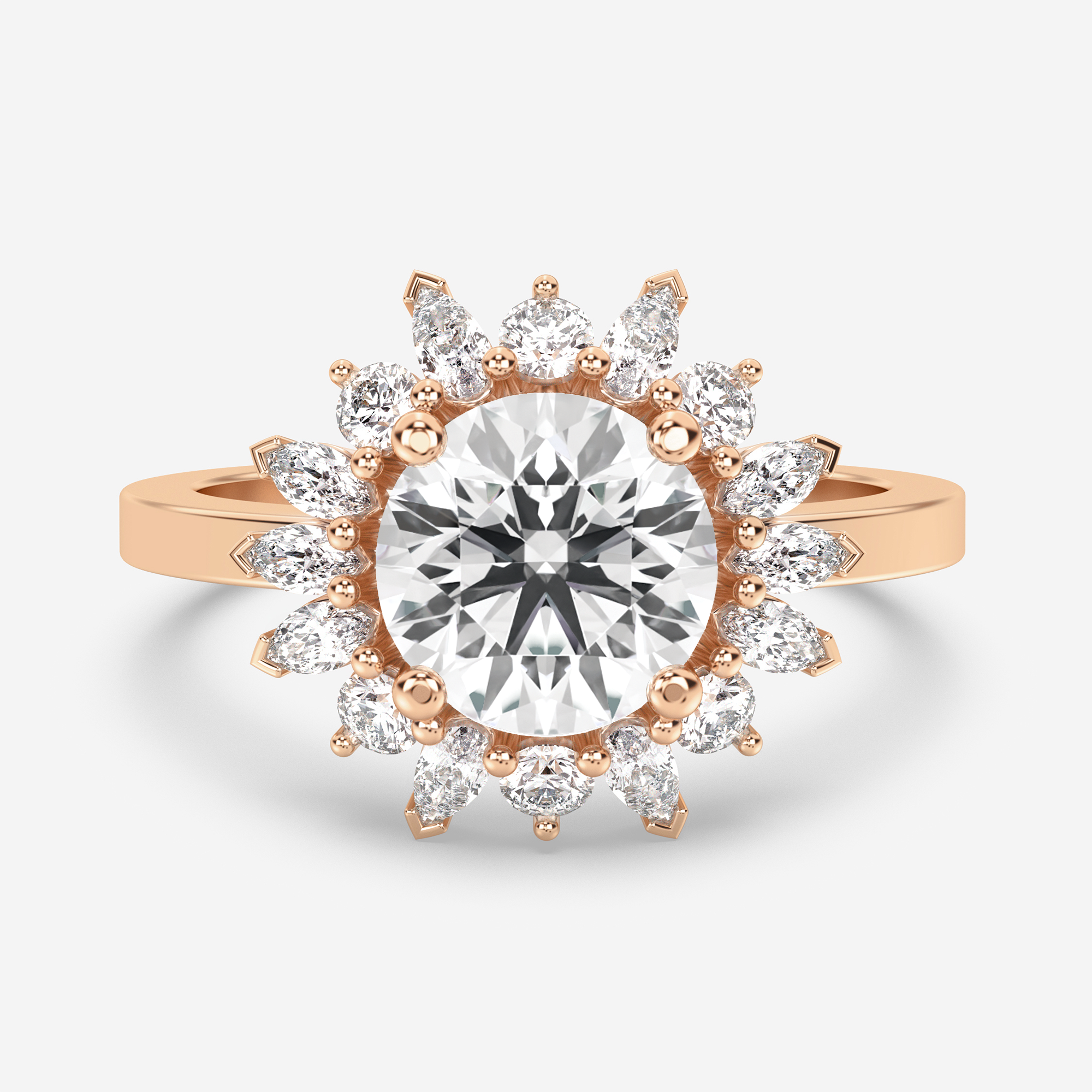 1.50 Carats Round Shape Moissanite Halo Engagement Ring