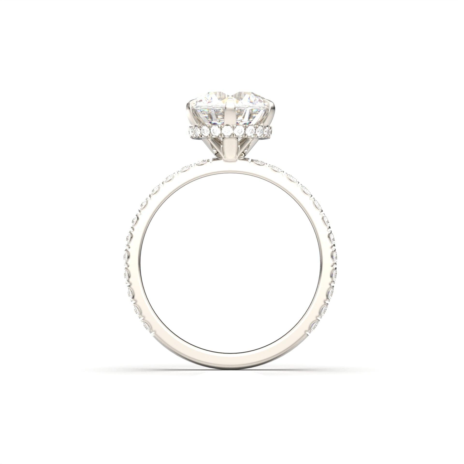 1.0 Carats Round Shape Moissanite Hidden & Halo Engagement Ring