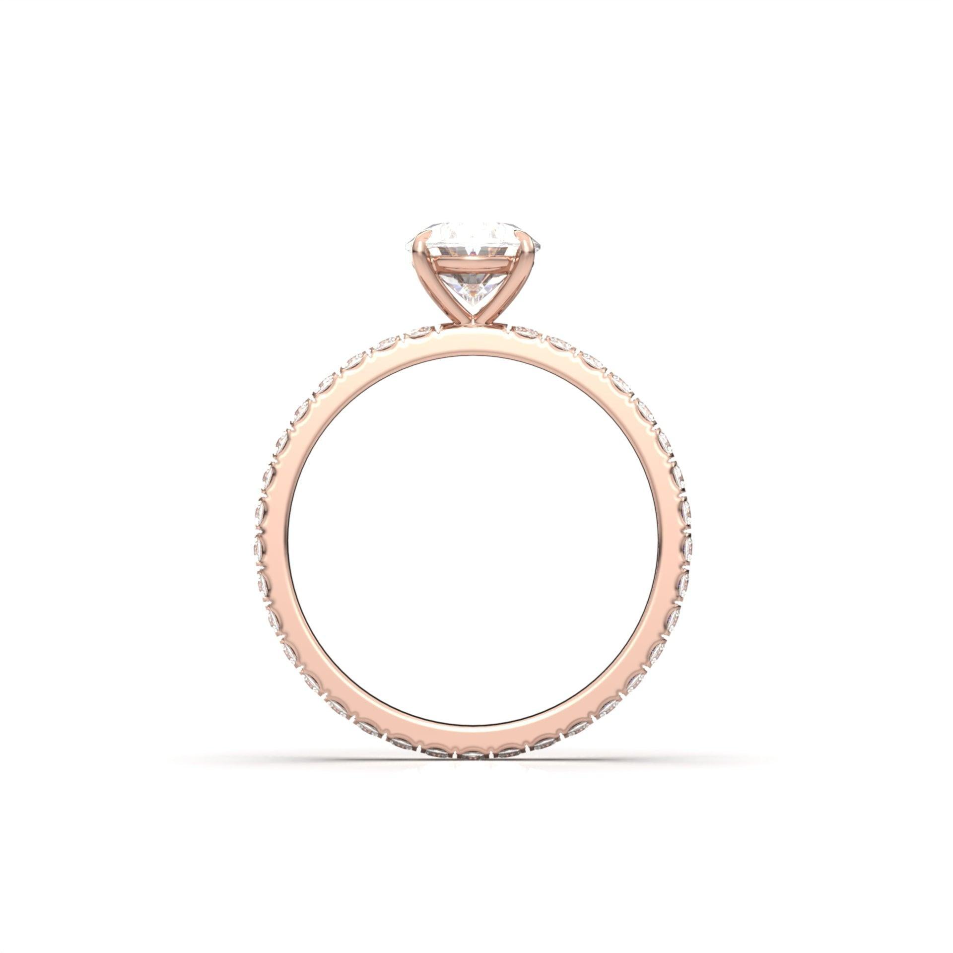1.0 Carats Oval Shape Moissanite Pave Engagement Ring