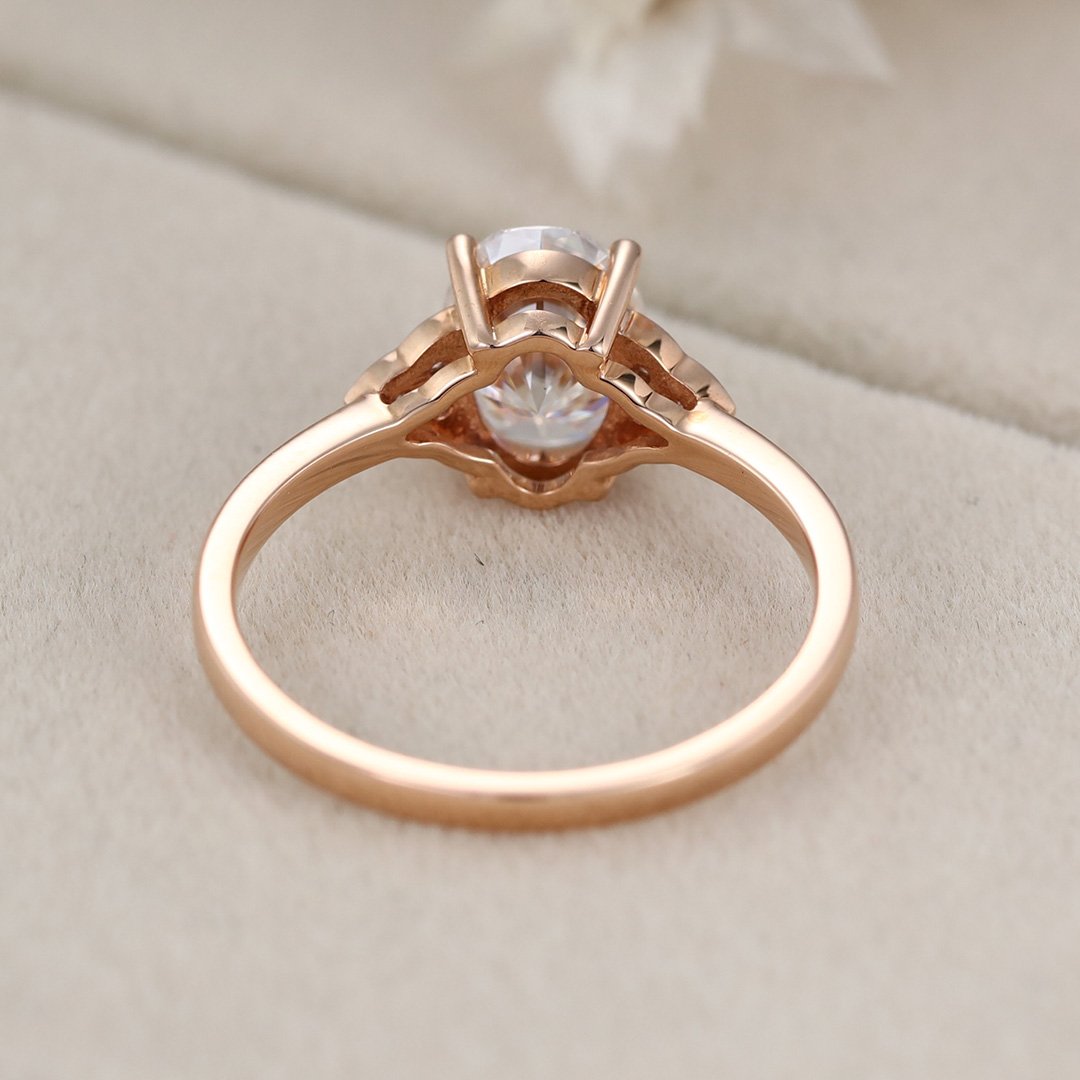 1.50 Carats Oval Shape Moissanite Cluster Engagement Ring