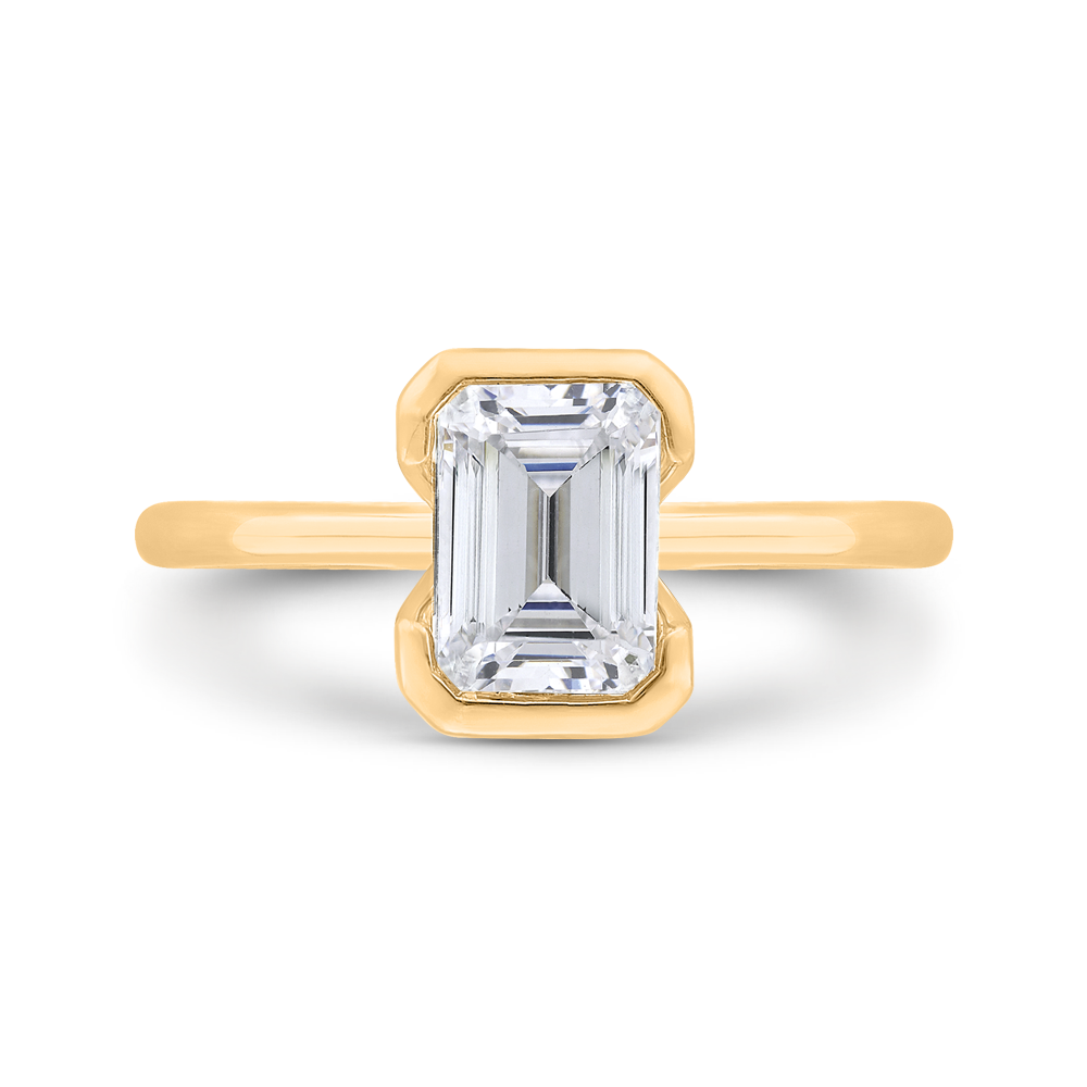 1.0 Carats Emerald Shape Moissanite Solitaire Engagement Ring