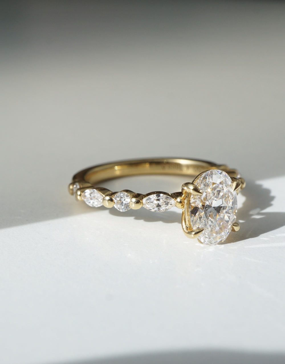 1.30 Carats Oval Shape Moissanite Pave Engagement Ring