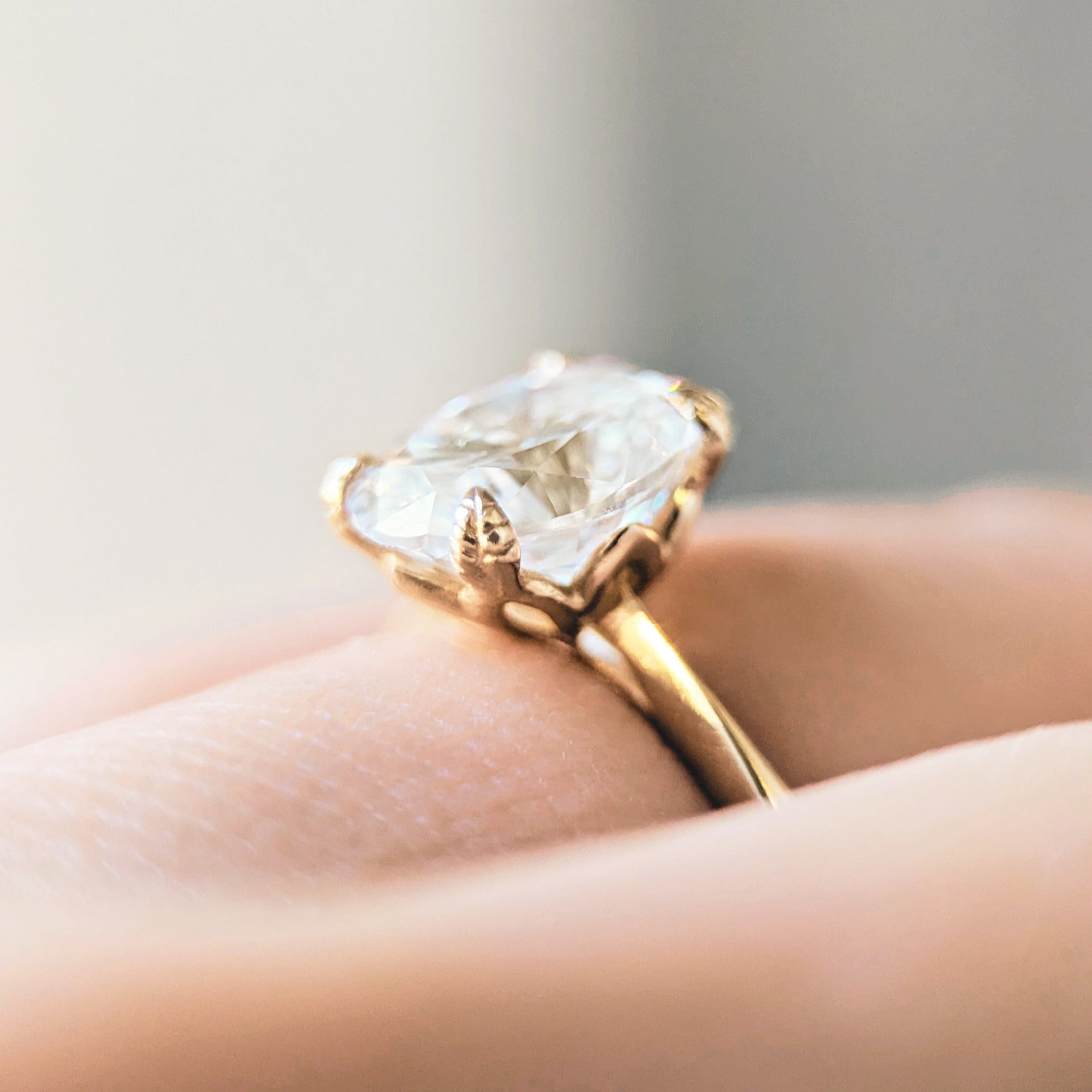 2.10 Carats Oval Shape Moissanite Solitaire Engagement Ring