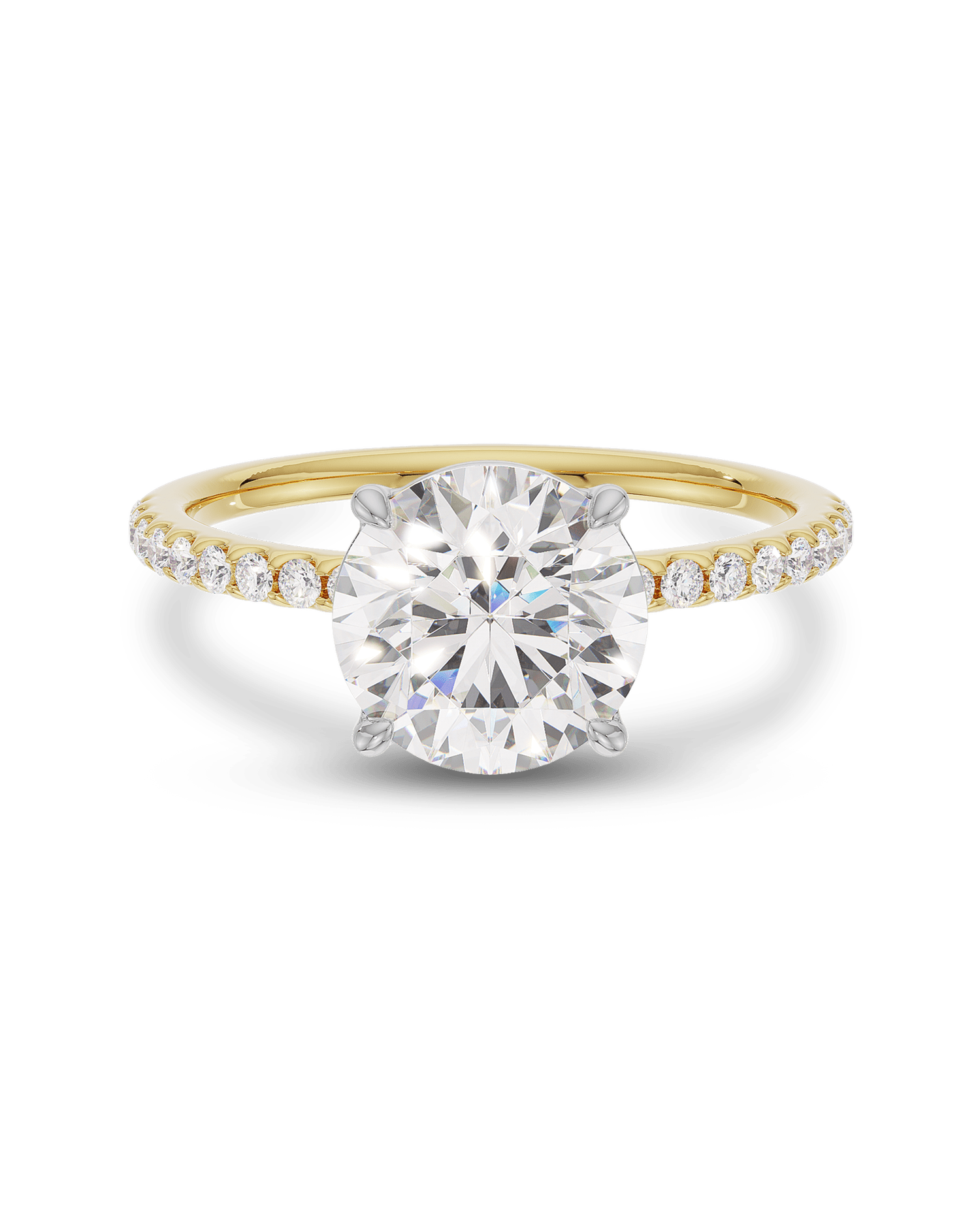 2.0 Carats Round Shape Moissanite Pave Engagement Ring