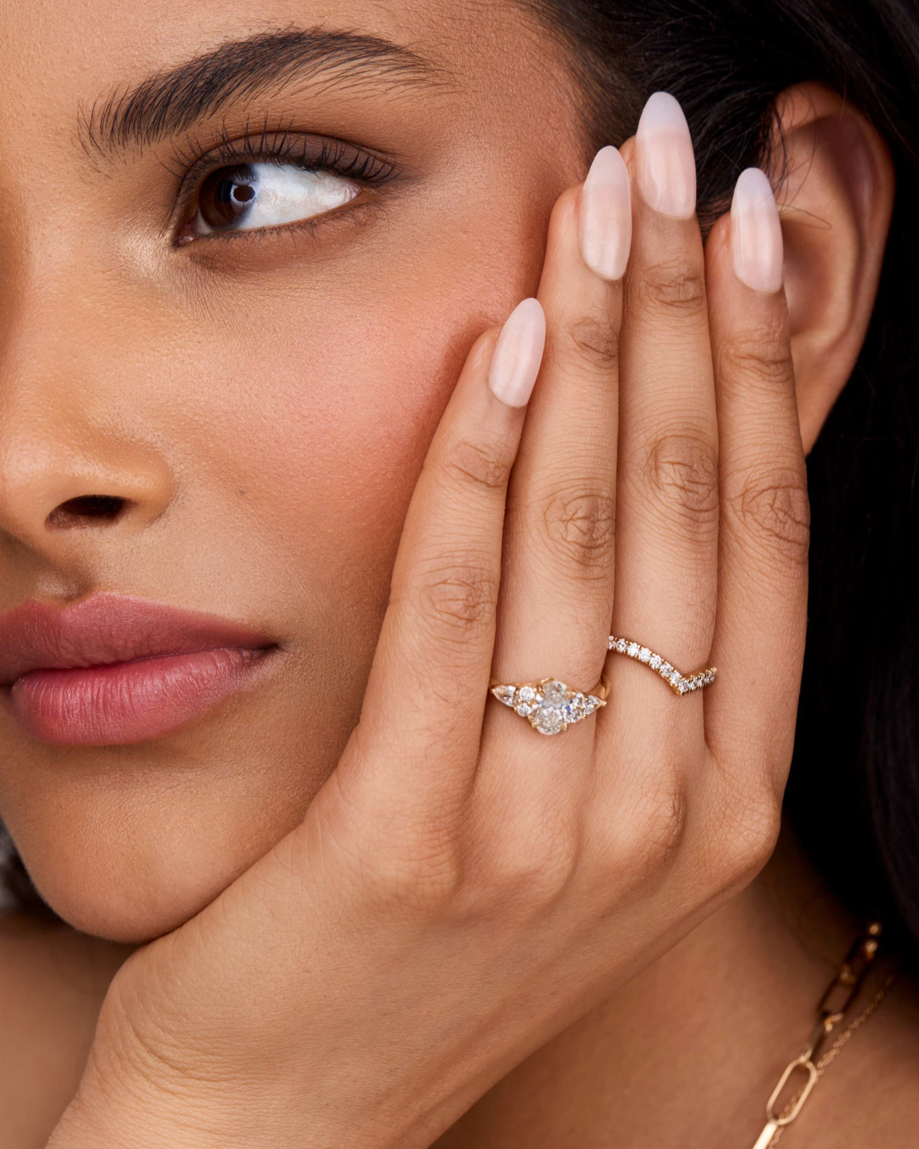0.20 Carats Moissanite Round & V Shape Wedding Band