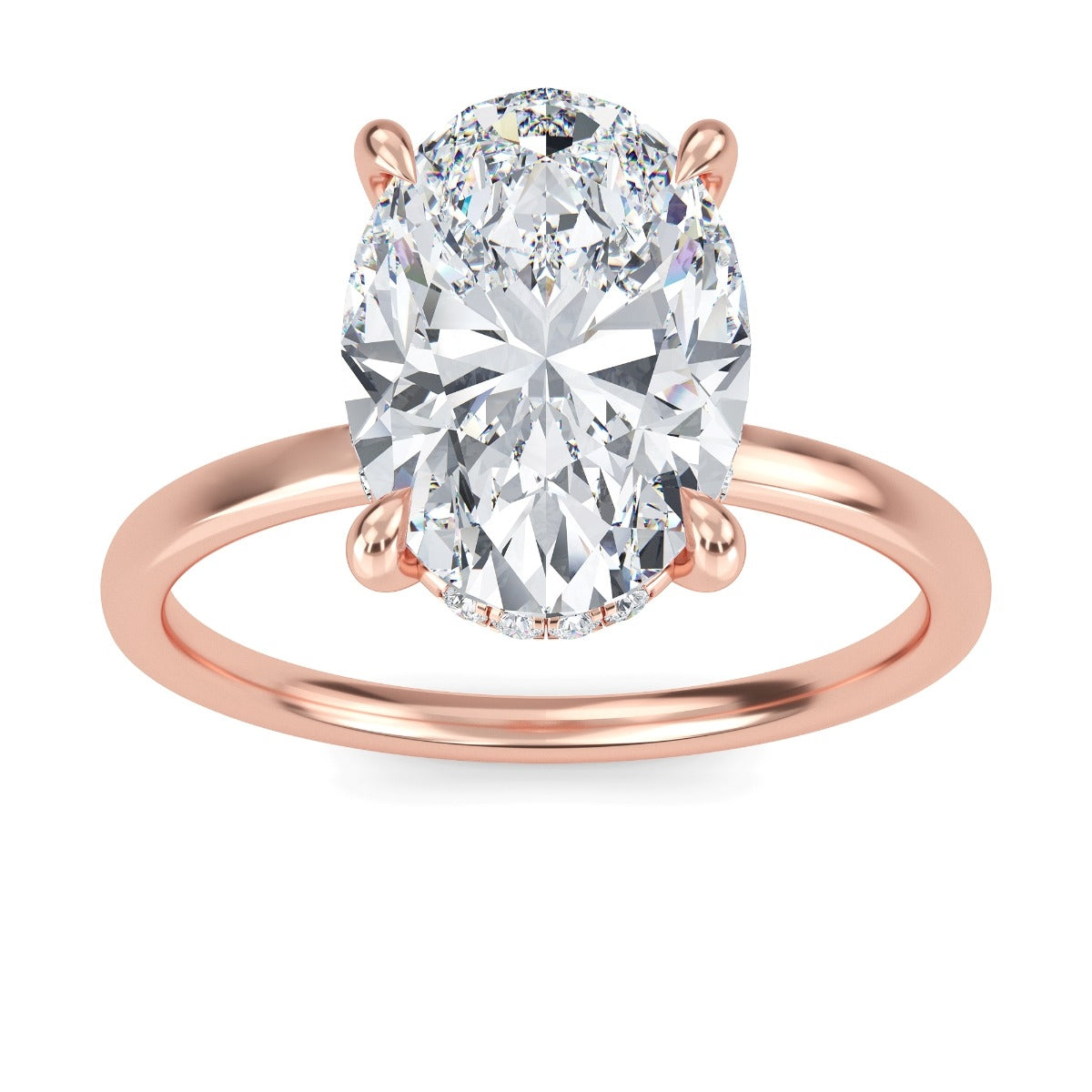 3.20 Carats Oval Shape Moissanite Hidden Halo Engagement Ring