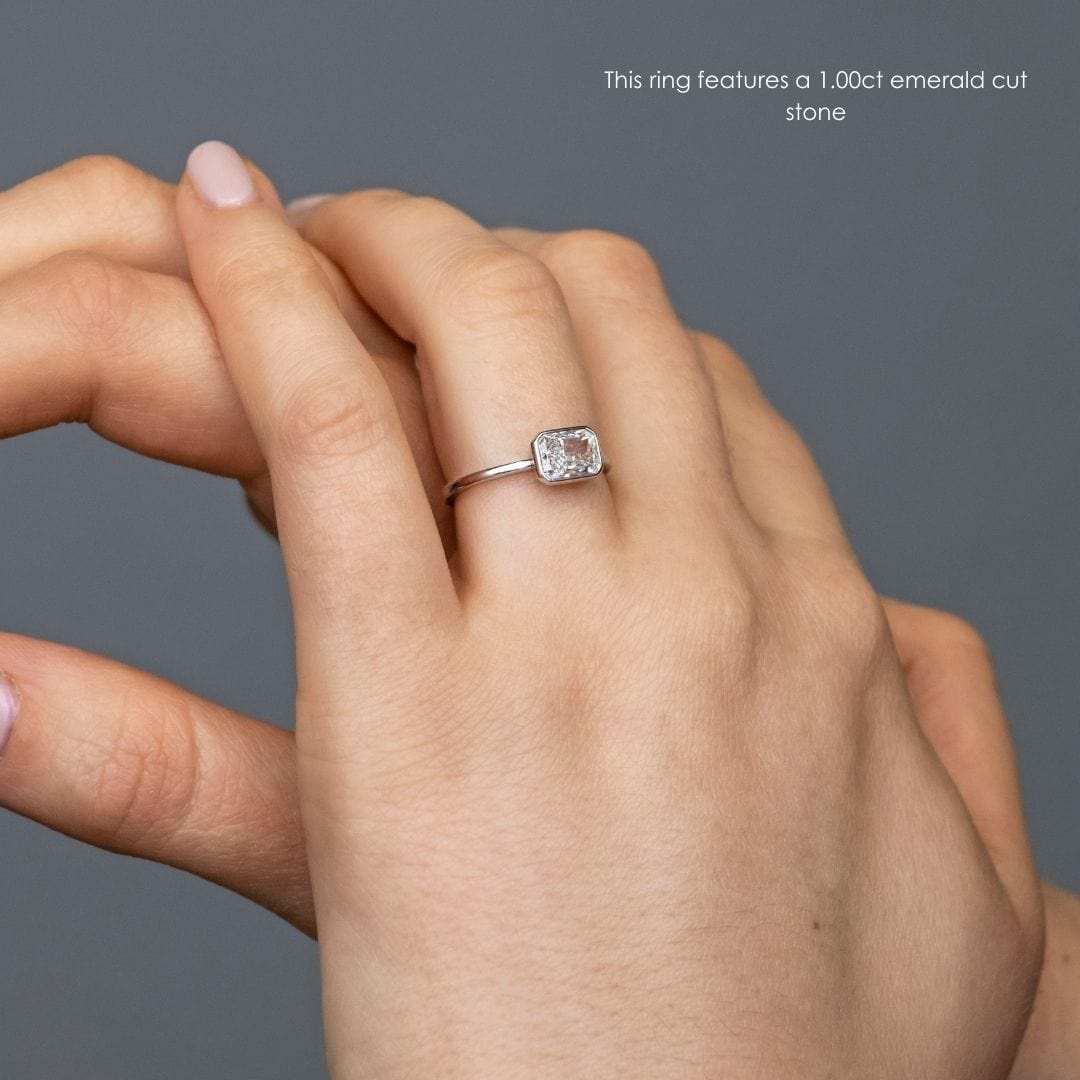 1.0 Carats East-West Radiant Shape Moissanite Solitaire Engagement Ring