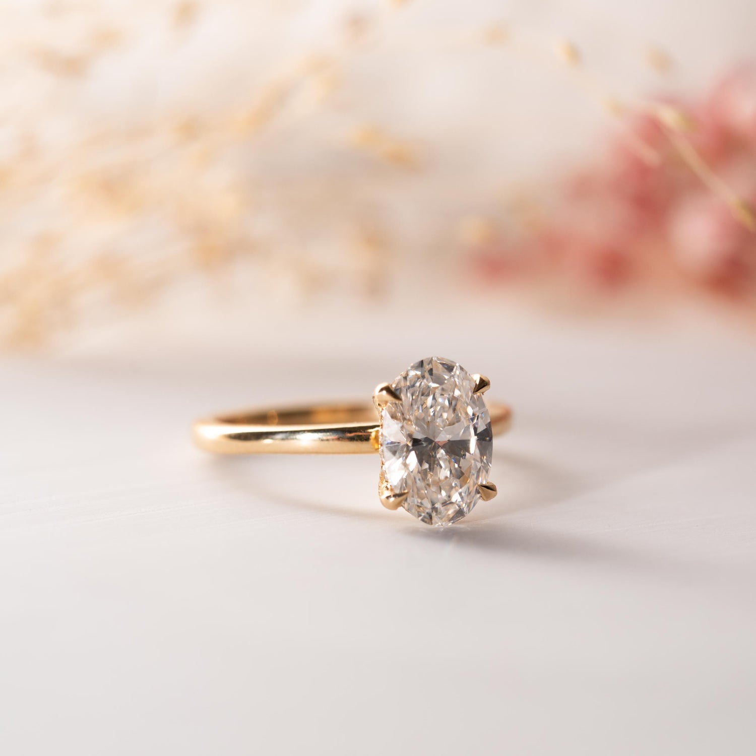 1.40 Carats Oval Shape Moissanite Hidden Halo Engagement Ring