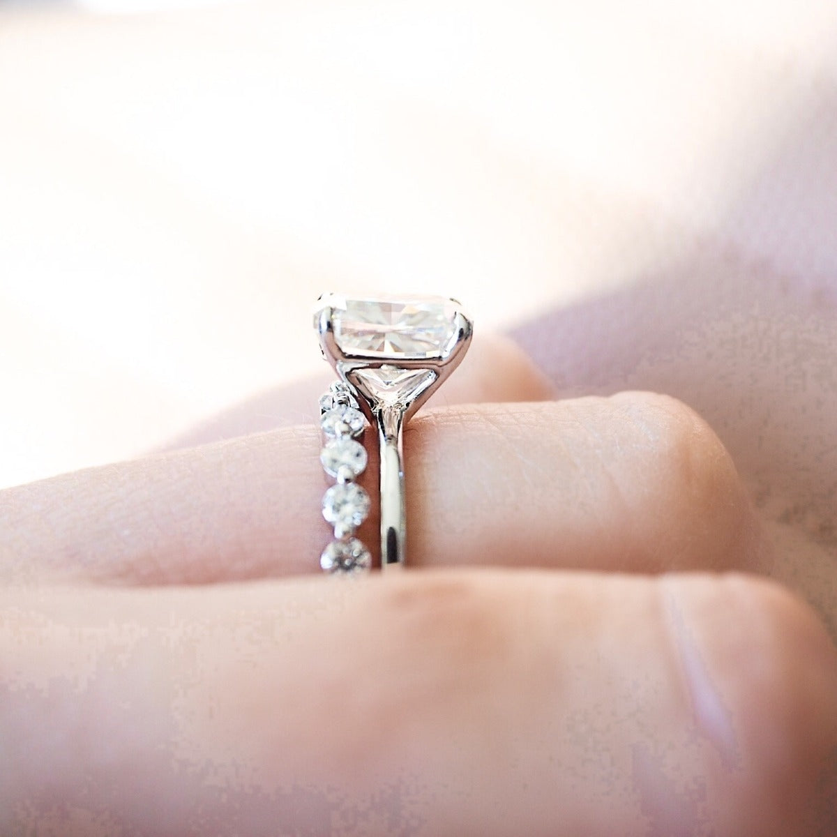 3.0 Carats Cushion Shape Moissanite solitaire Engagement Ring