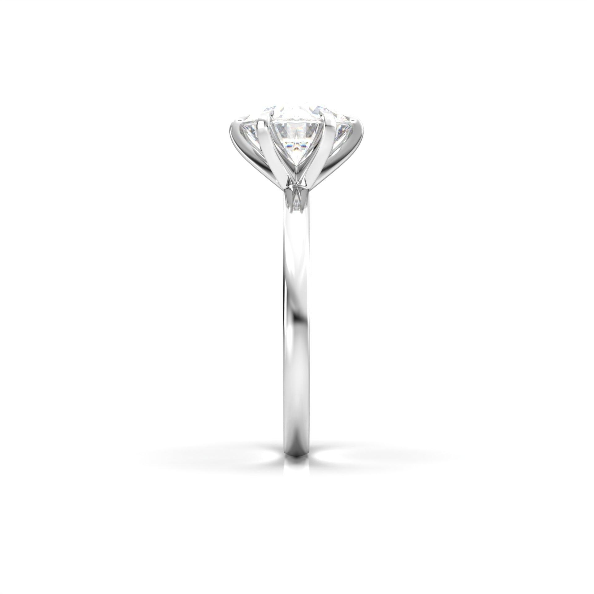 3.0 Carats Round Shape Moissanite Solitaire Engagement Ring