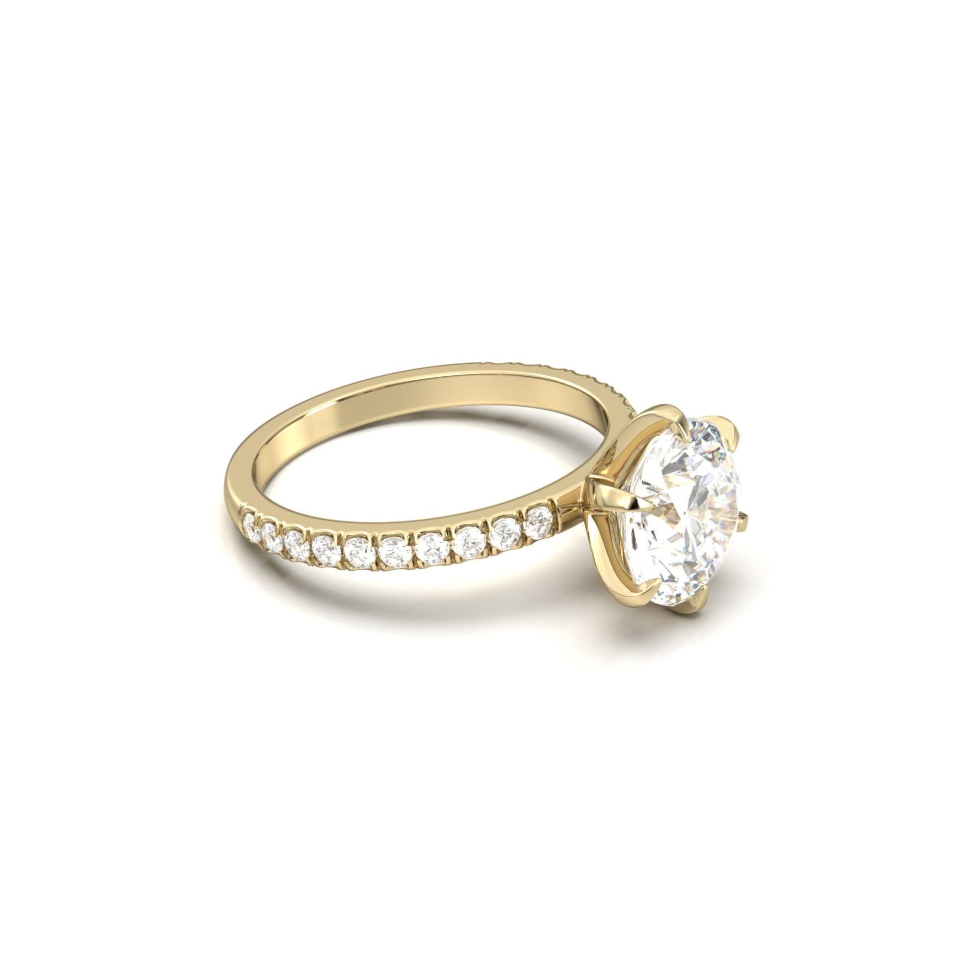 1.50 Carats Round Shape Moissanite Pave Engagement Ring