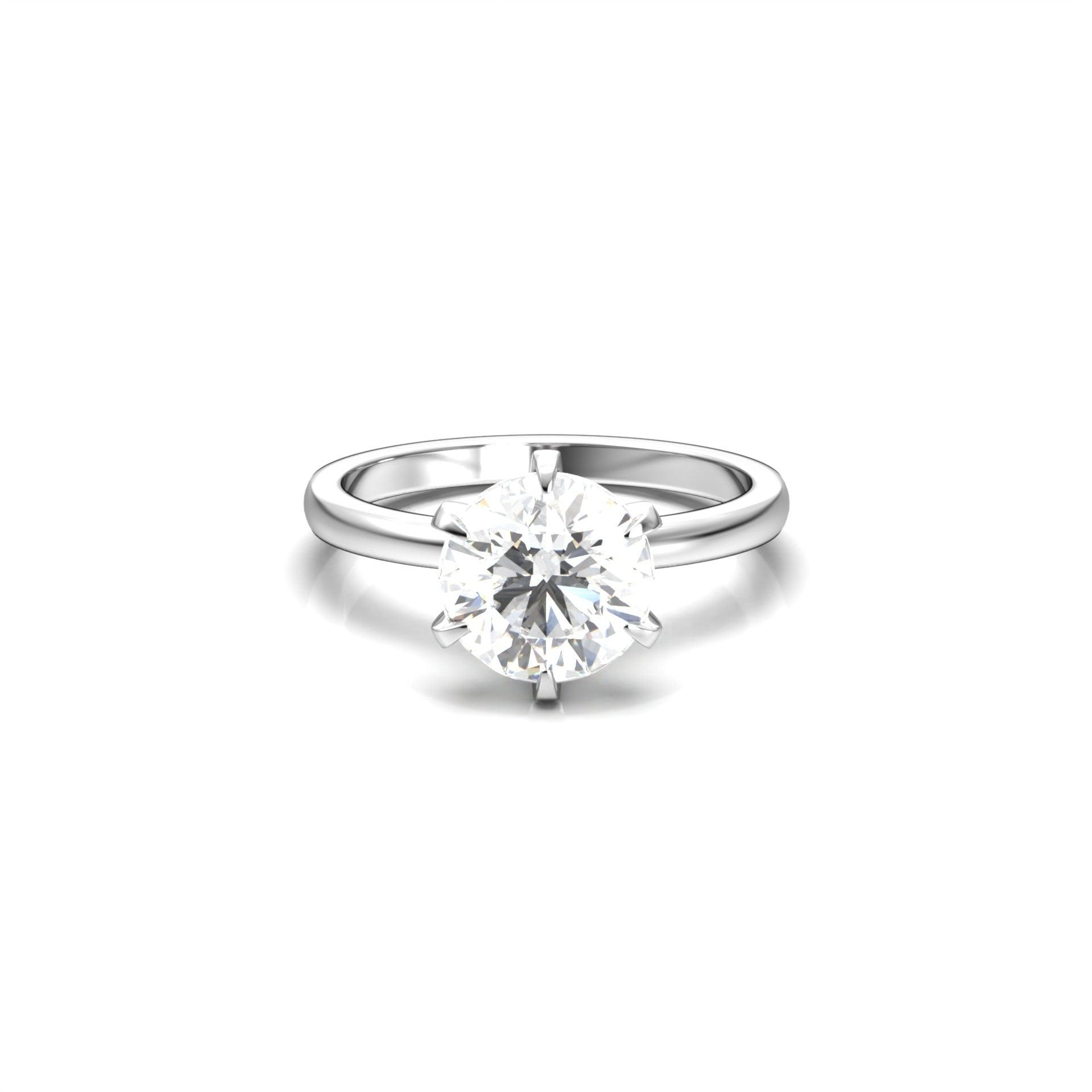 3.0 Carats Round Shape Moissanite Solitaire Engagement Ring