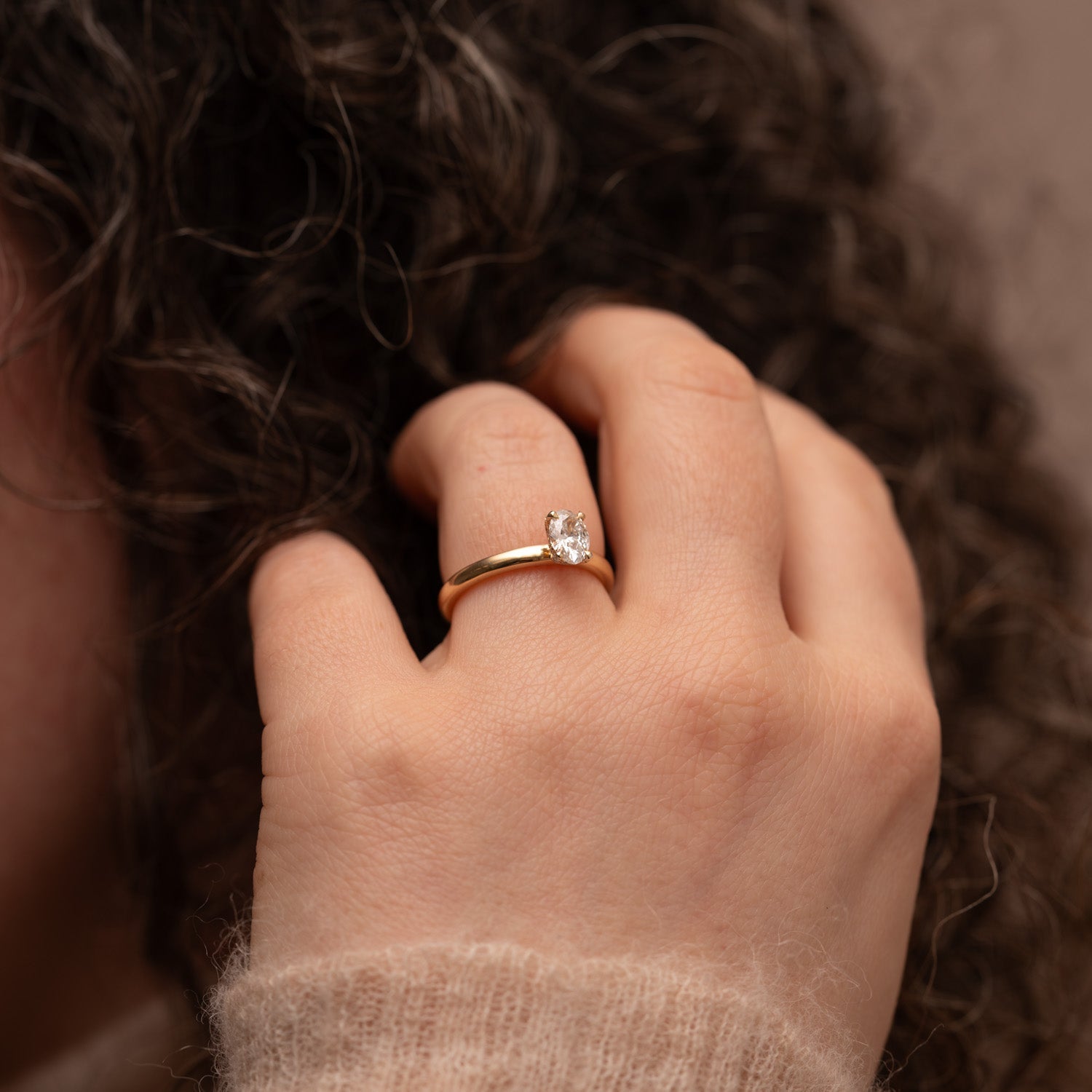 1.40 Carats Oval Shape Moissanite Hidden Halo Engagement Ring