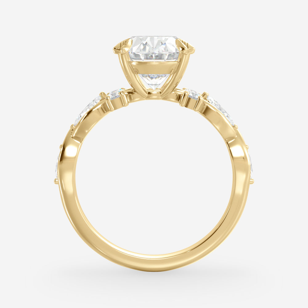 2.10 Carats Oval Shape Moissanite Pave Engagement Ring