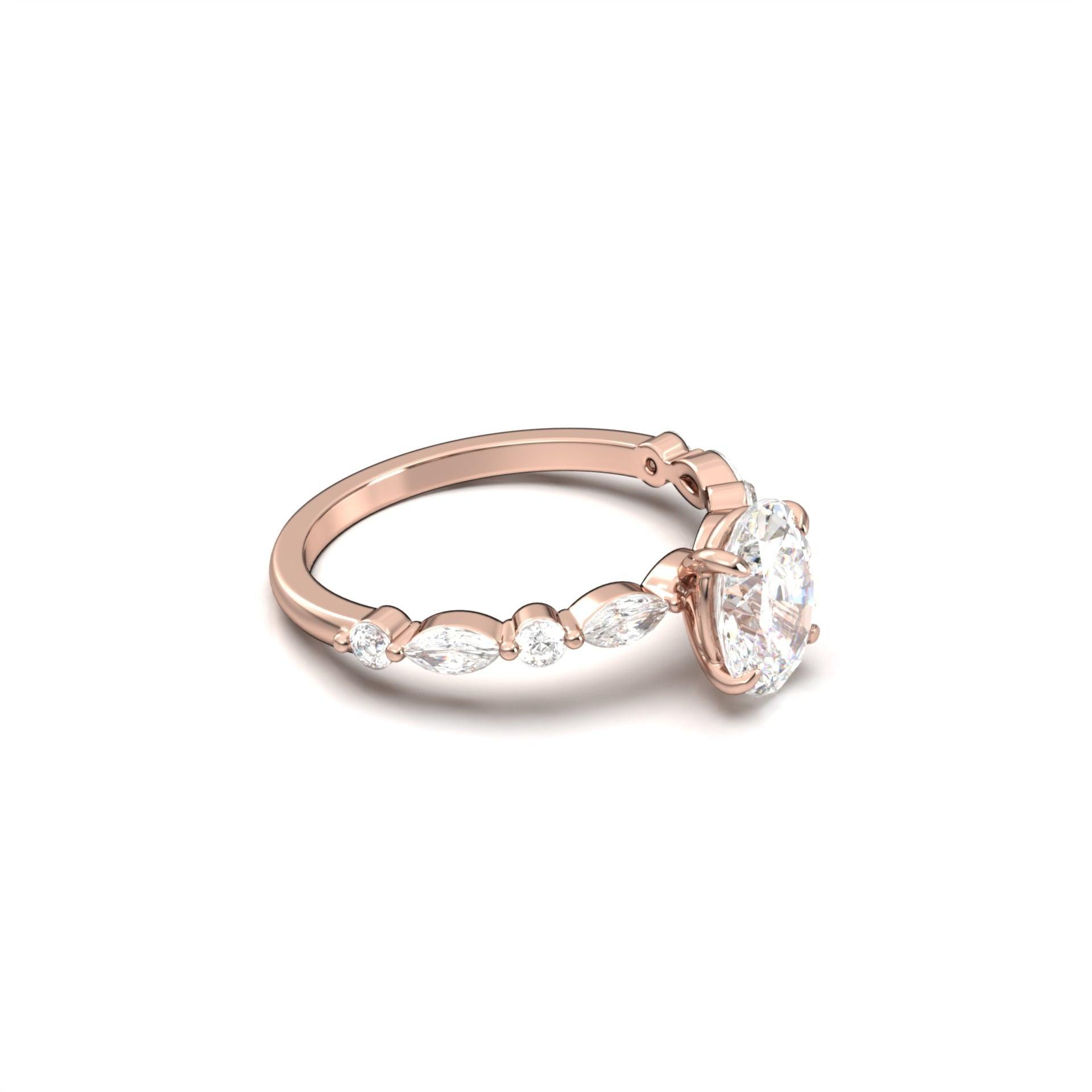 1.0 Carats Oval Shape Moissanite Pave Engagement Ring