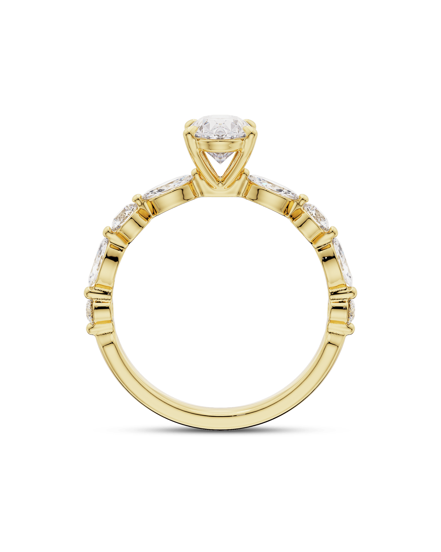 1.30 Carats Oval Shape Moissanite Pave Engagement Ring