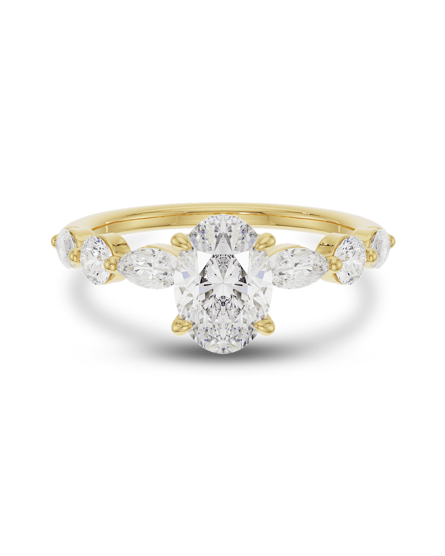 1.30 Carats Oval Shape Moissanite Pave Engagement Ring