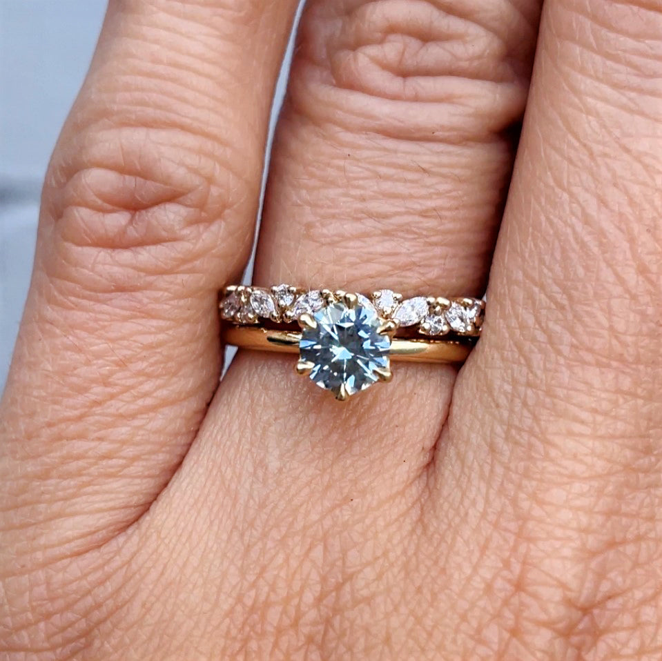 0.55 Carats Moissanite Round & Marquise Shape Vintage Stacking Eternity Wedding Band
