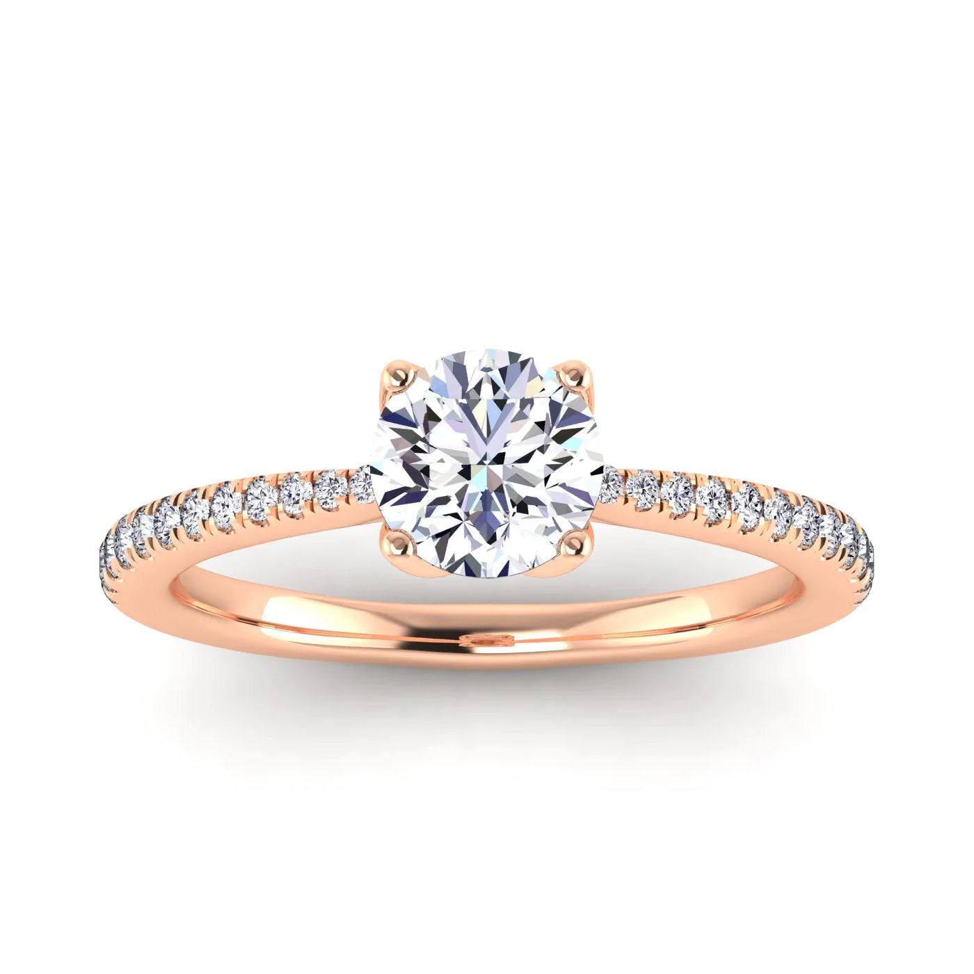 0.96 Carats Round Shape Moissanite Pave Engagement Ring