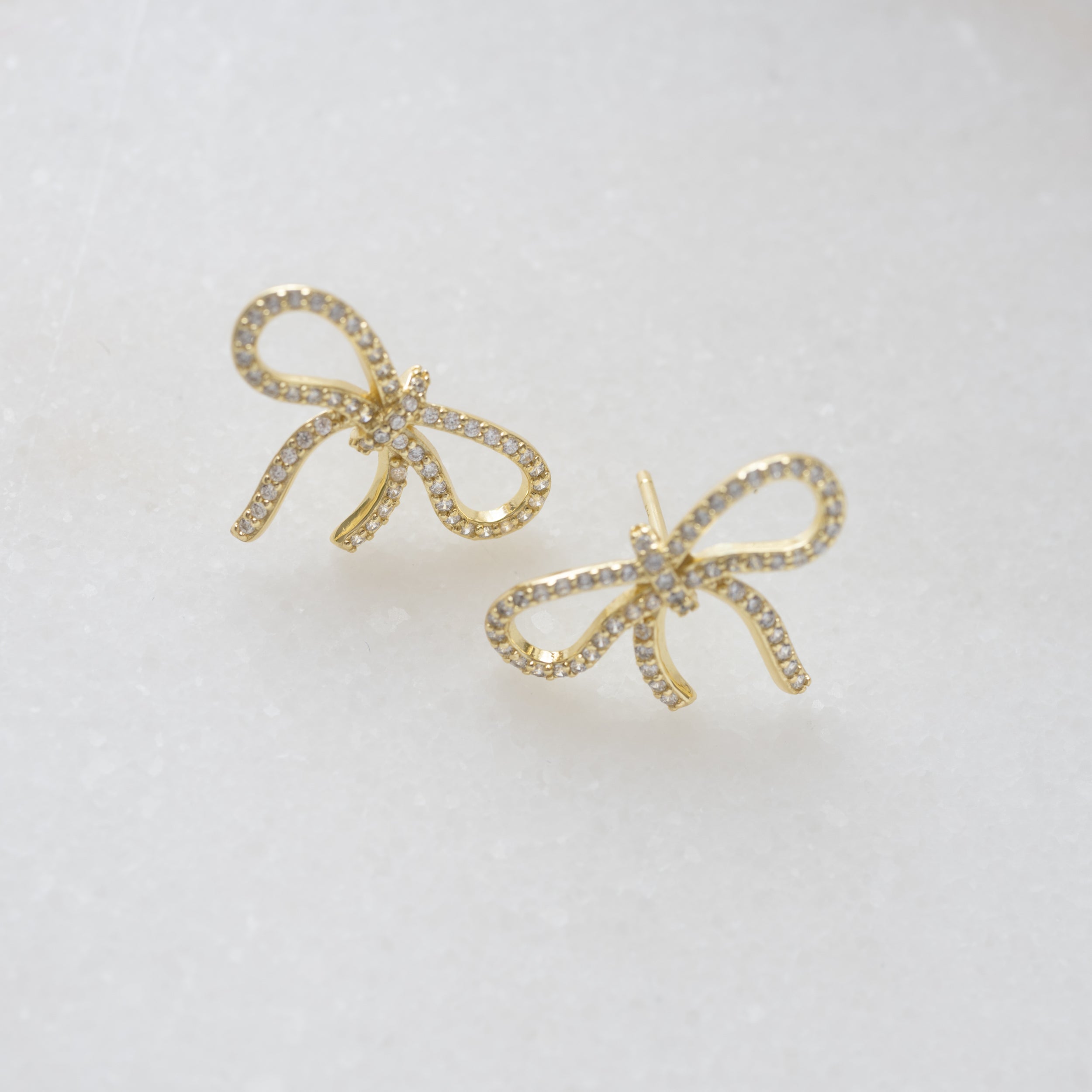 1.0 TCW Round Shape Moissanite Bow Stud Earrings