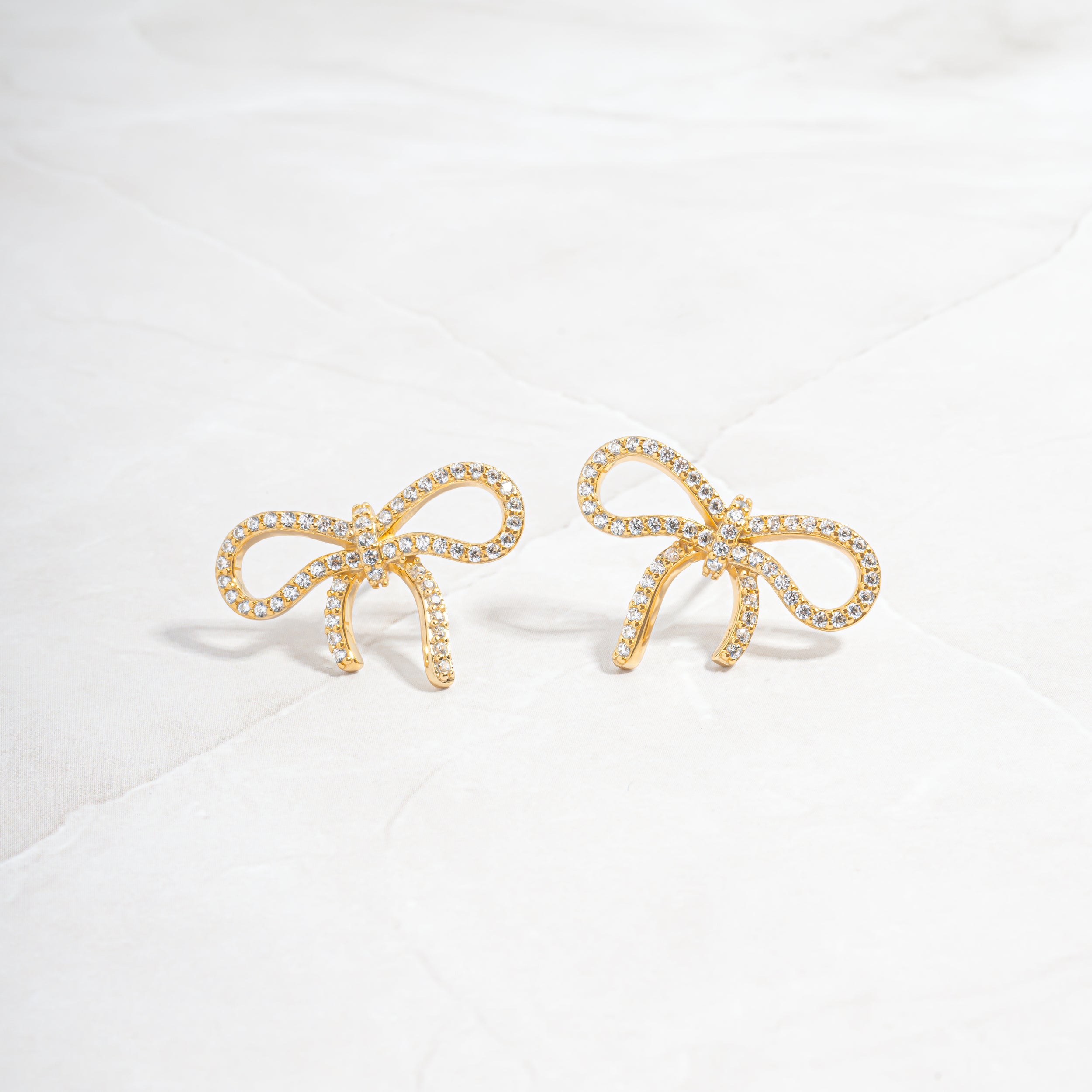 1.0 TCW Round Shape Moissanite Bow Stud Earrings