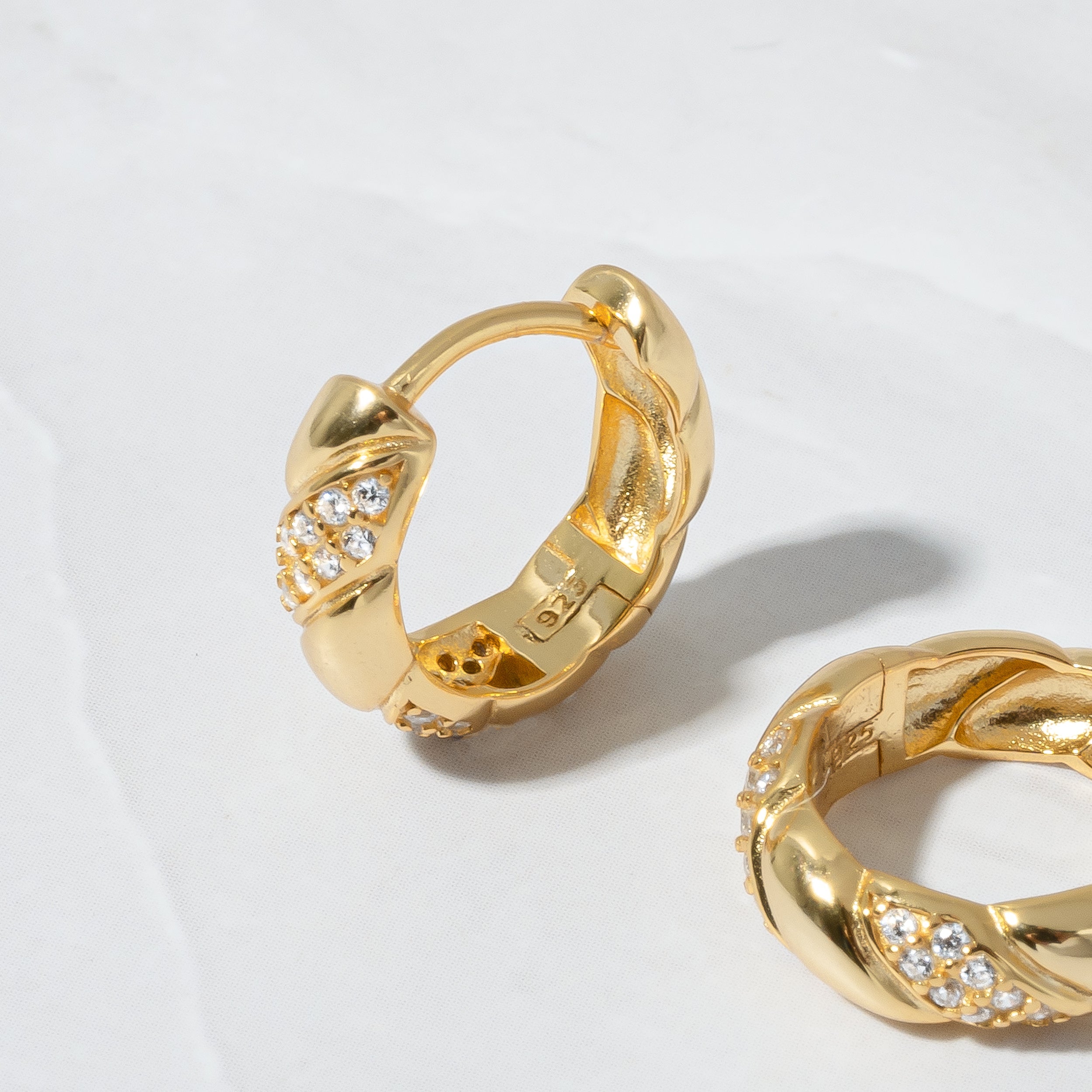 0.30 TCW Round Shape Moissanite Croissant Hoops Earrings